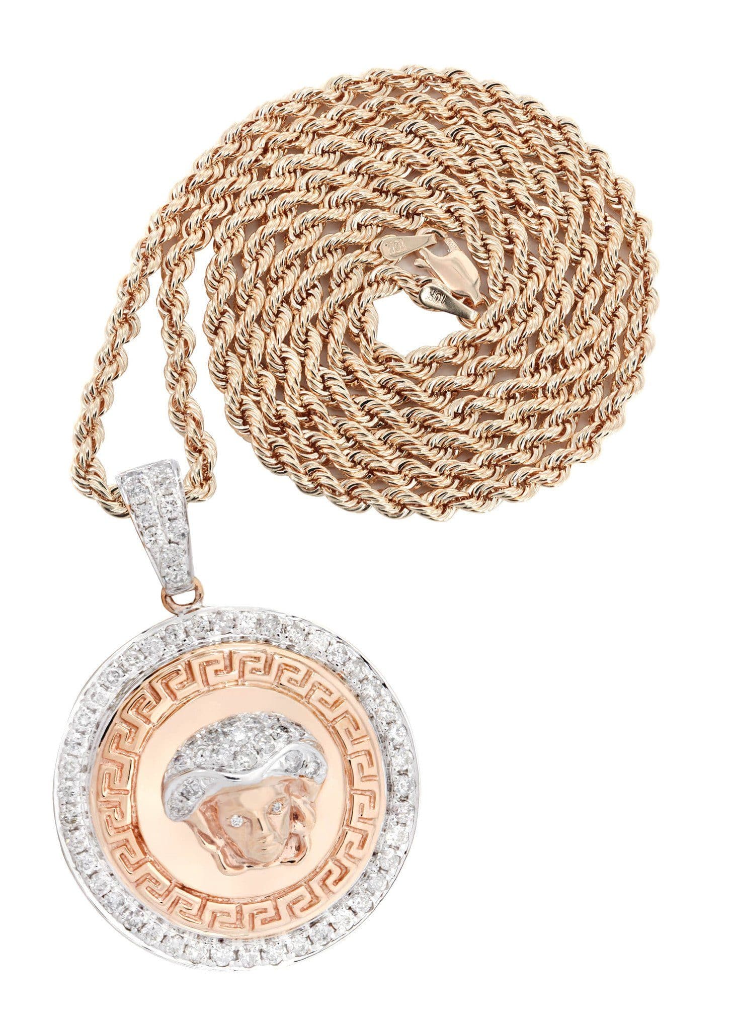 10K Rose Gold Medusa Diamond Necklace | 1.02 Carats