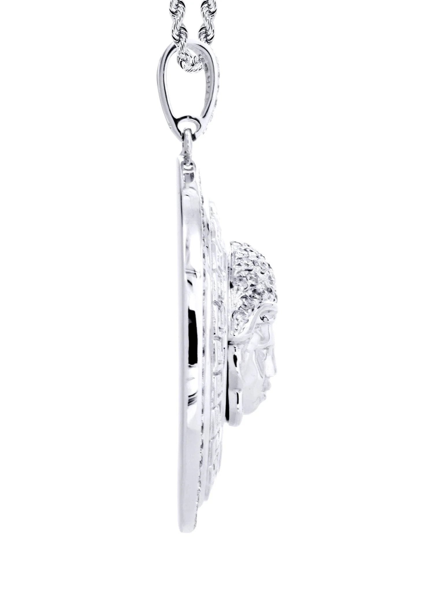 10K White Gold Medusa Diamond Necklace  | 1.37 Carats - Image 4