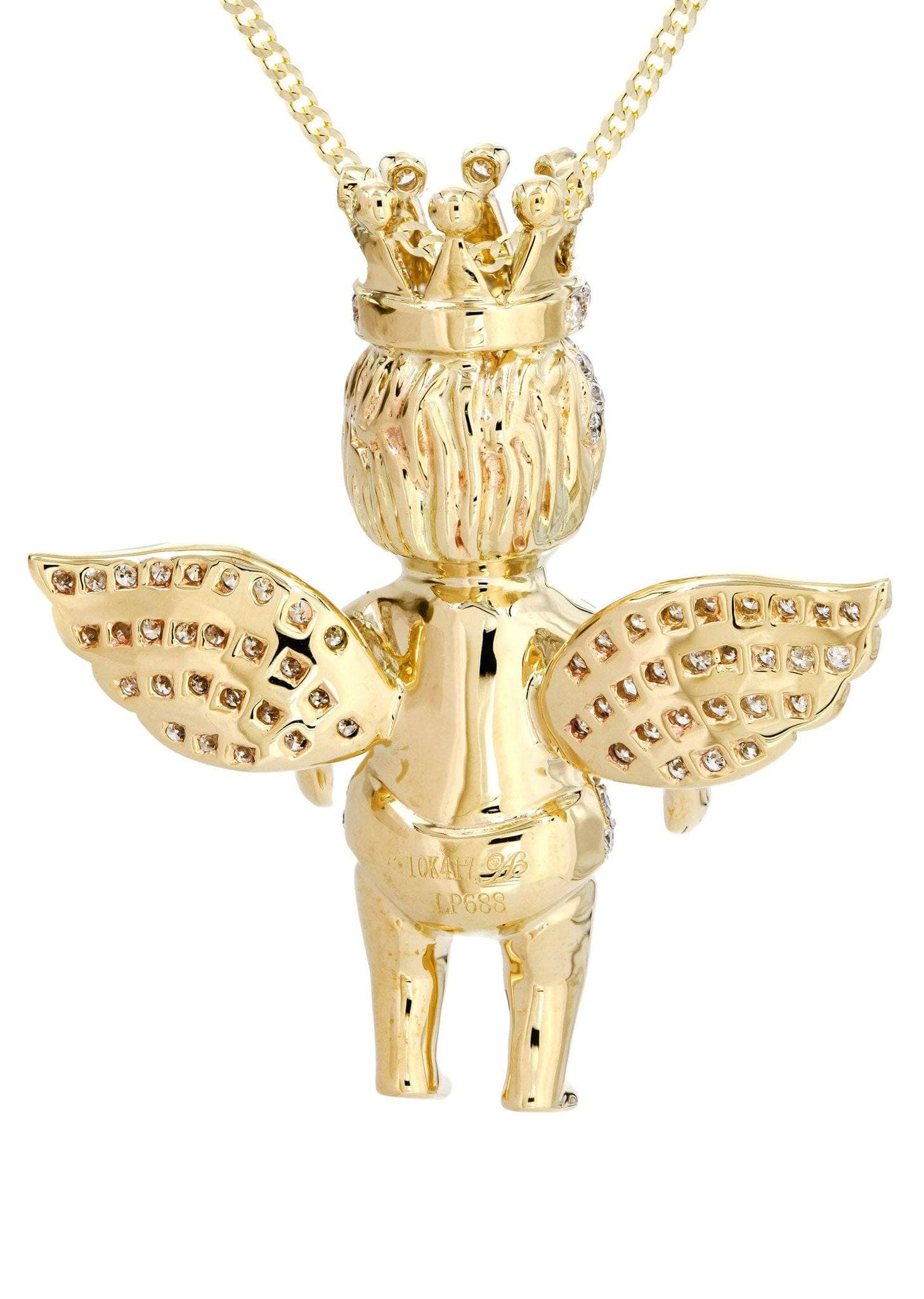 10K Yellow Gold Angel Diamond Necklace  | 1.72 Carats - Image 3