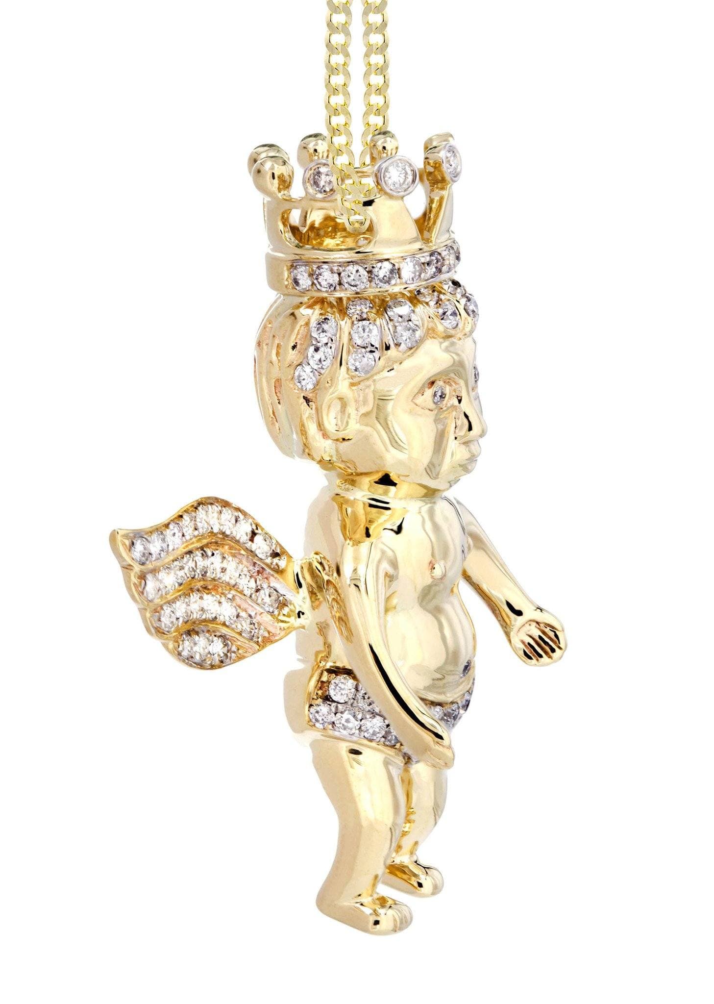 10K Yellow Gold Angel Diamond Necklace  | 1.72 Carats - Image 4
