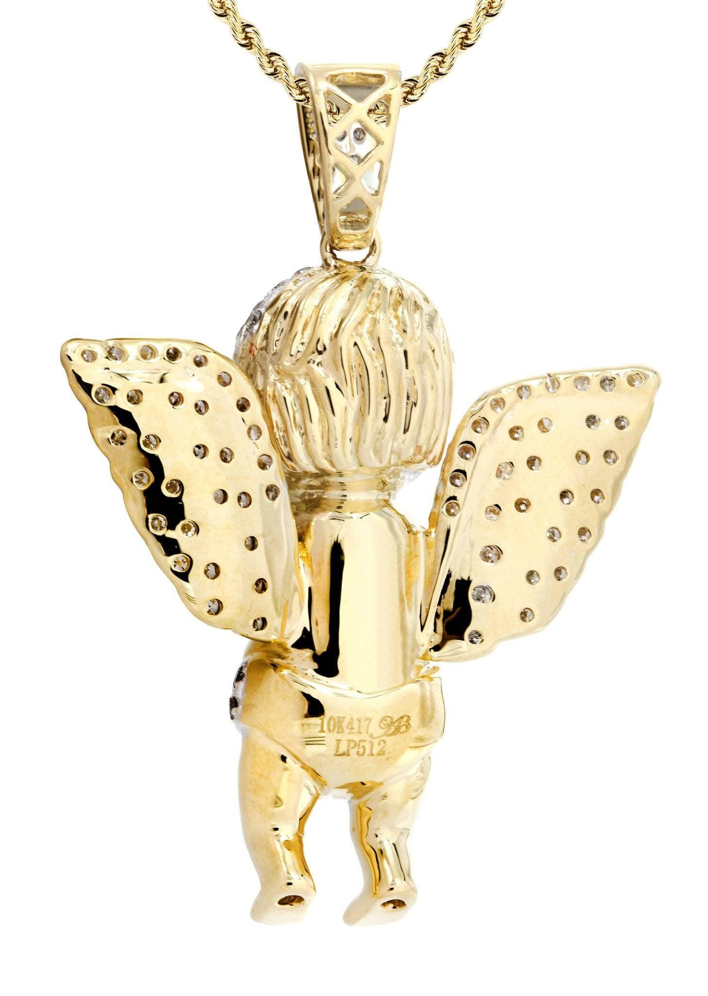 10K Yellow Gold Angel Diamond Necklace  | 1.87 Carats - Image 3