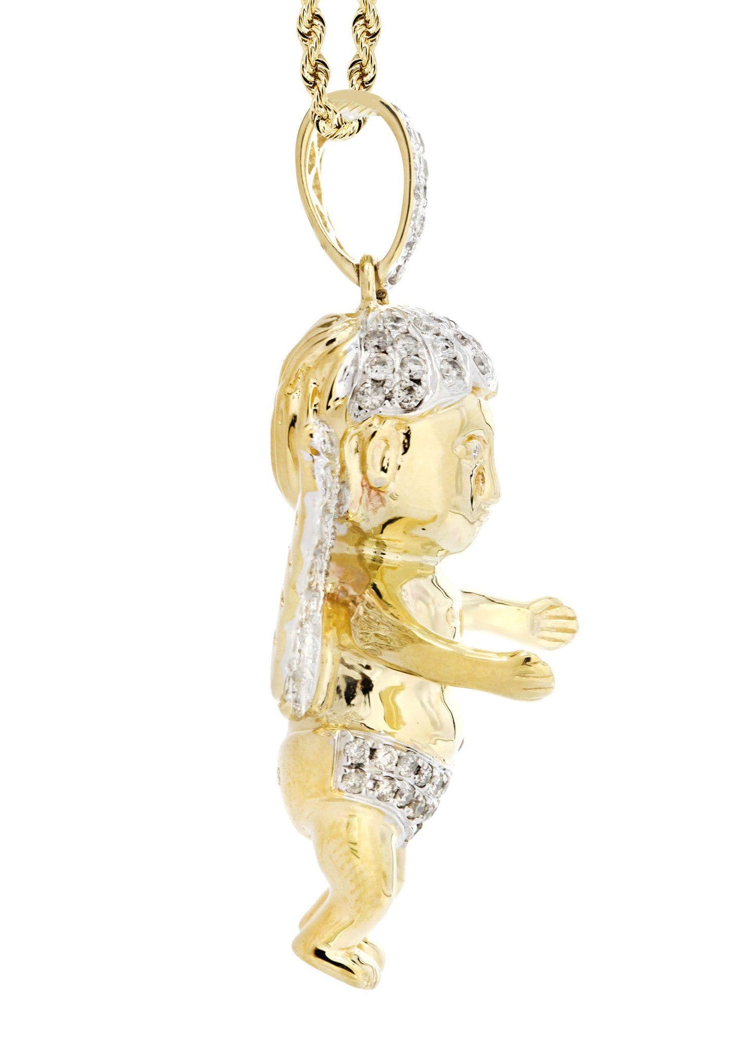 10K Yellow Gold Angel Diamond Necklace  | 1.87 Carats - Image 4