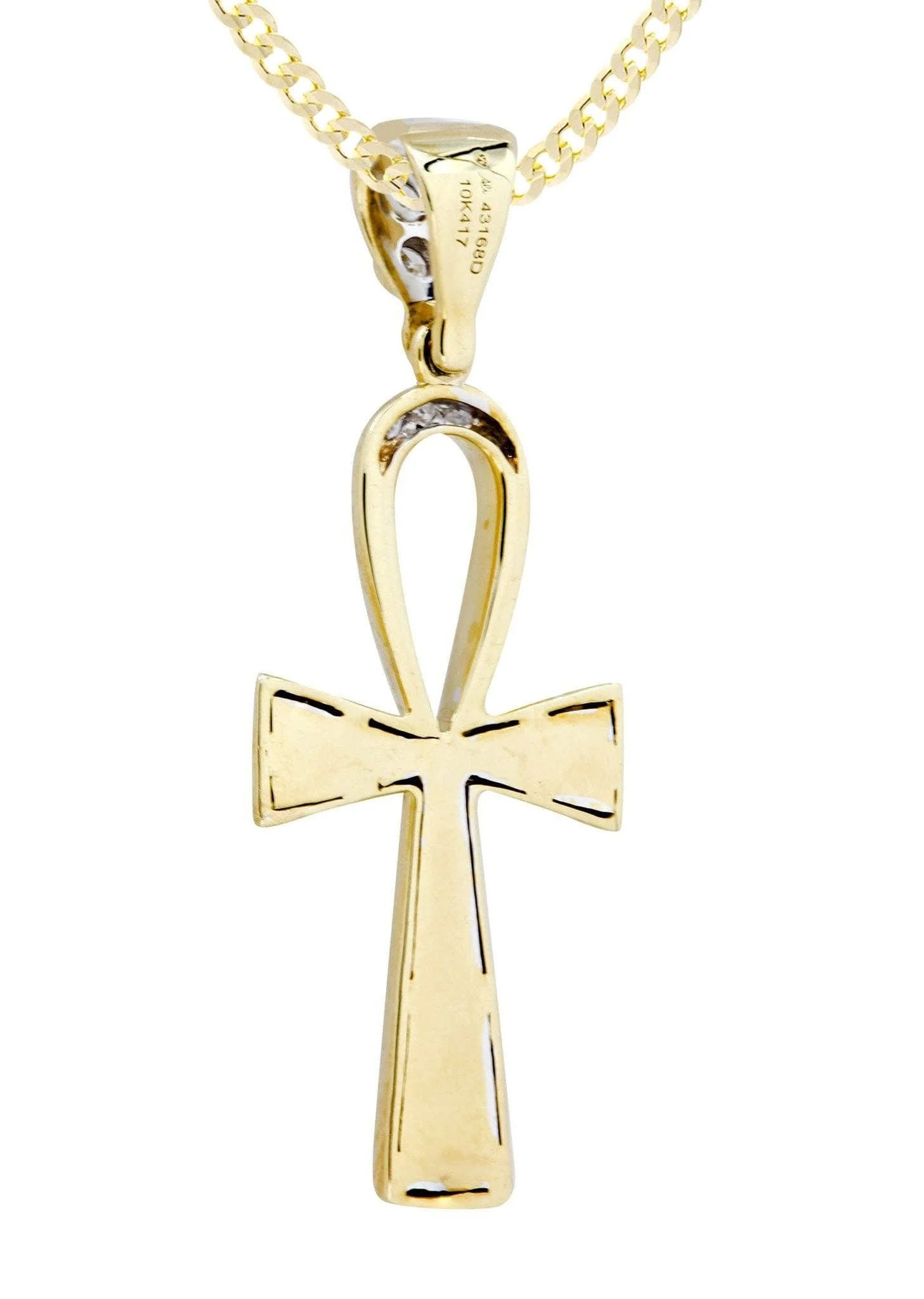 10K Yellow Gold Ankh Diamond Necklace  | 0.23 Carats - Image 3