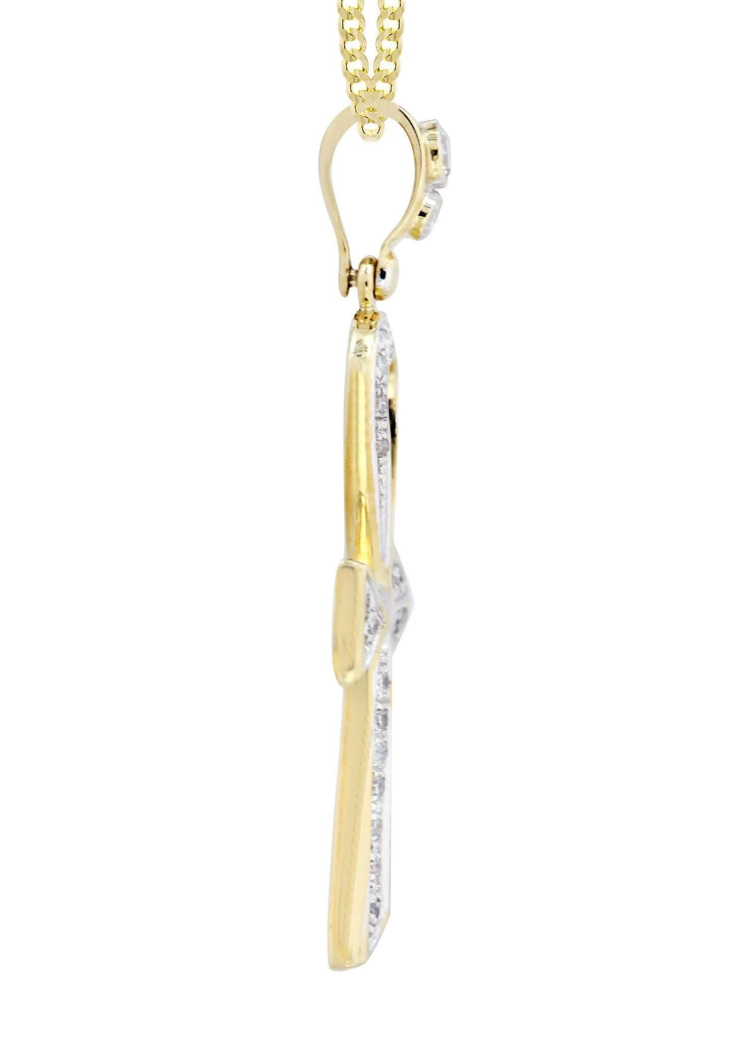 10K Yellow Gold Ankh Diamond Necklace  | 0.23 Carats - Image 4