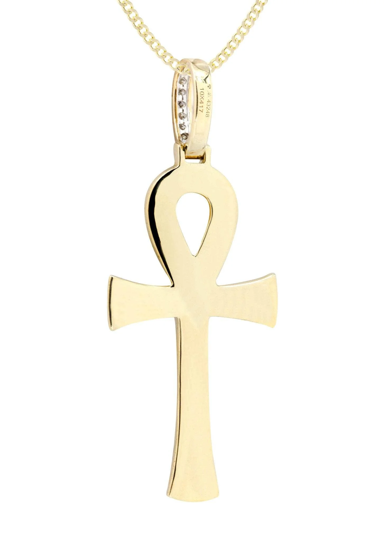 10K Yellow Gold Ankh Diamond Necklace  | 1.13 Carats - Image 3