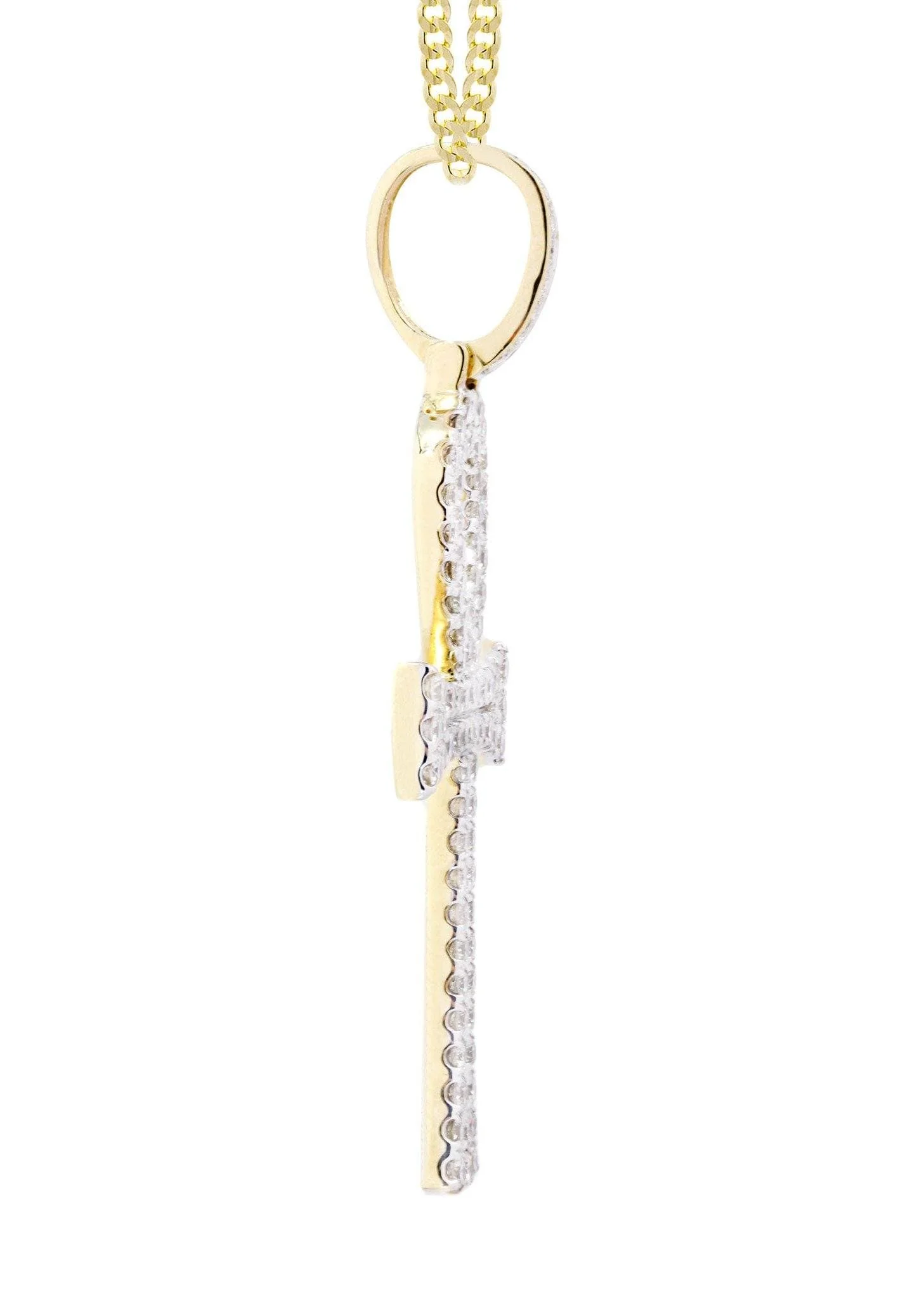 10K Yellow Gold Ankh Diamond Necklace  | 1.13 Carats - Image 4