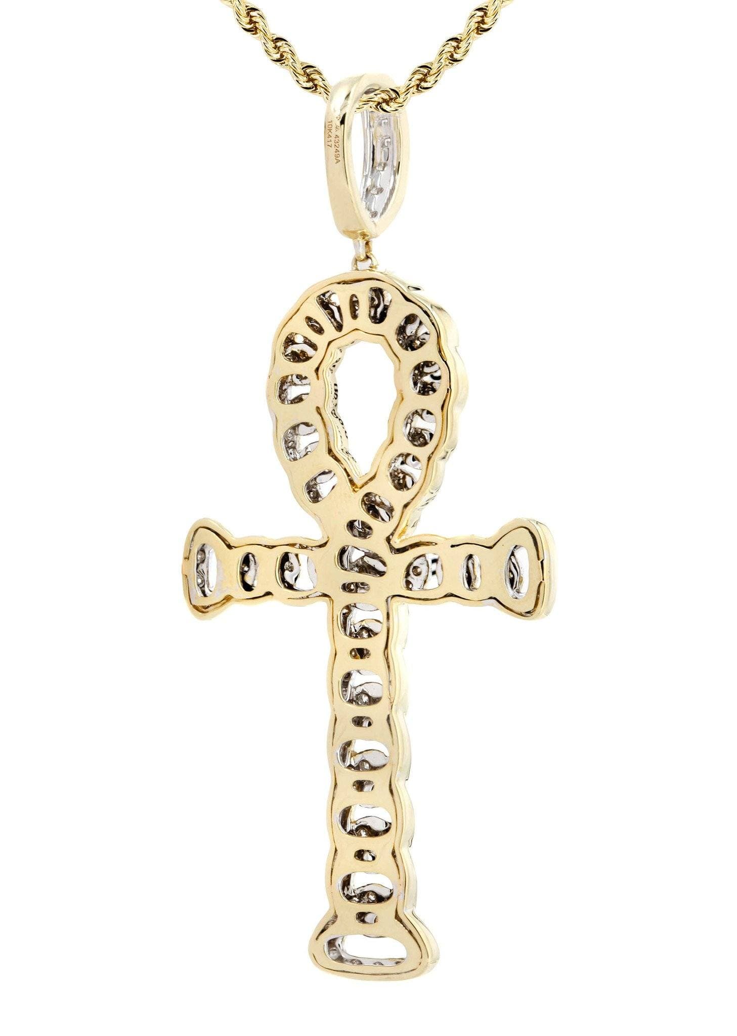 10K Yellow Gold Ankh Diamond Necklace | 0.79 Carats - Image 3