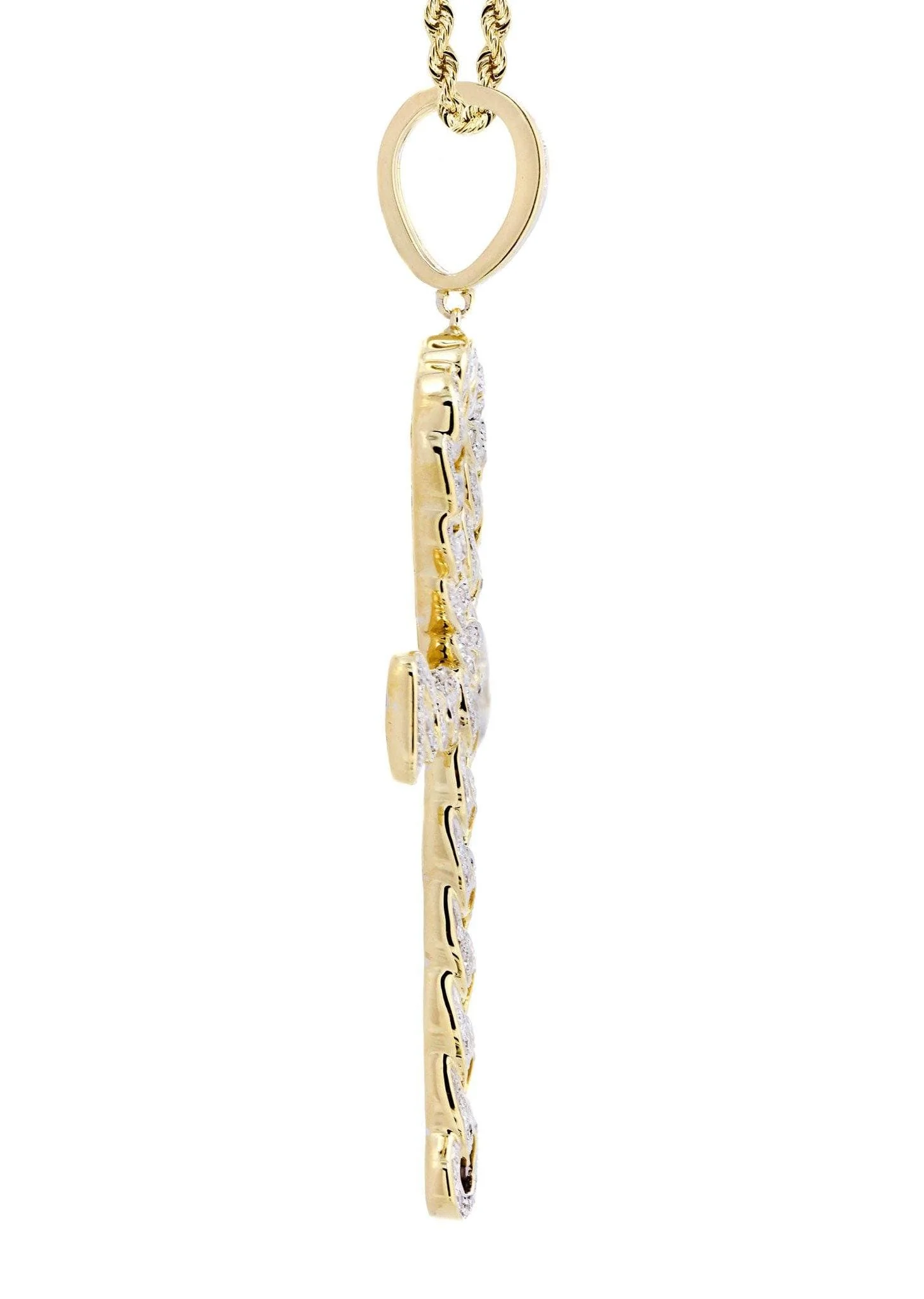 10K Yellow Gold Ankh Diamond Necklace | 0.79 Carats - Image 4