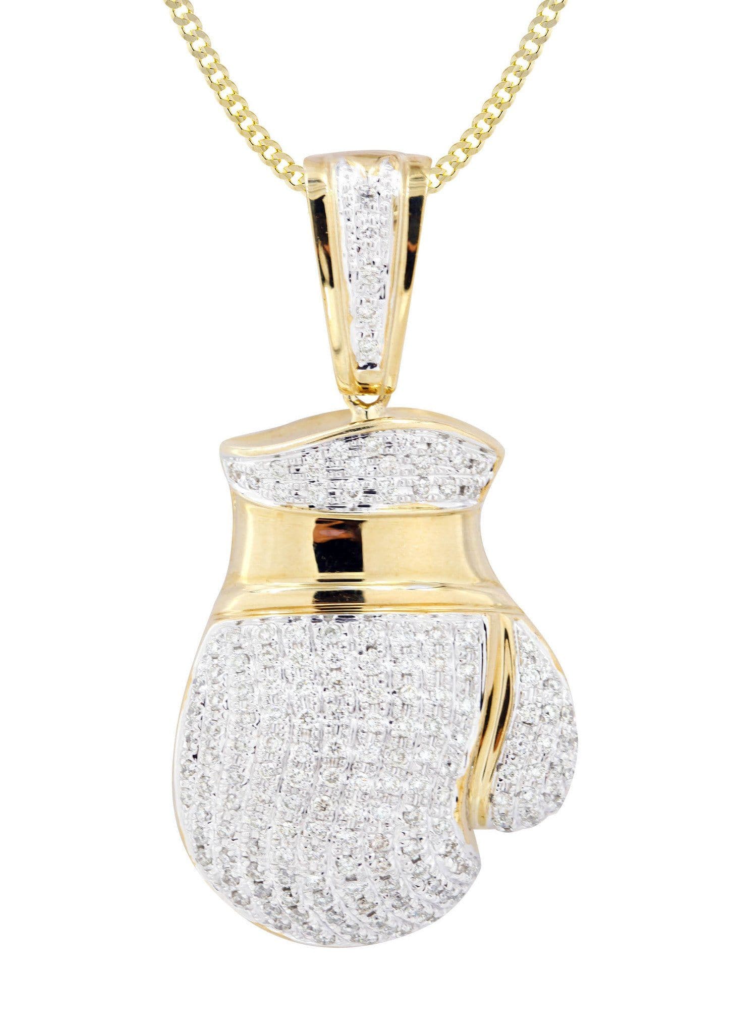 10K Yellow Gold Boxing Glove Diamond Necklace  | 1.42 Carats - Image 2