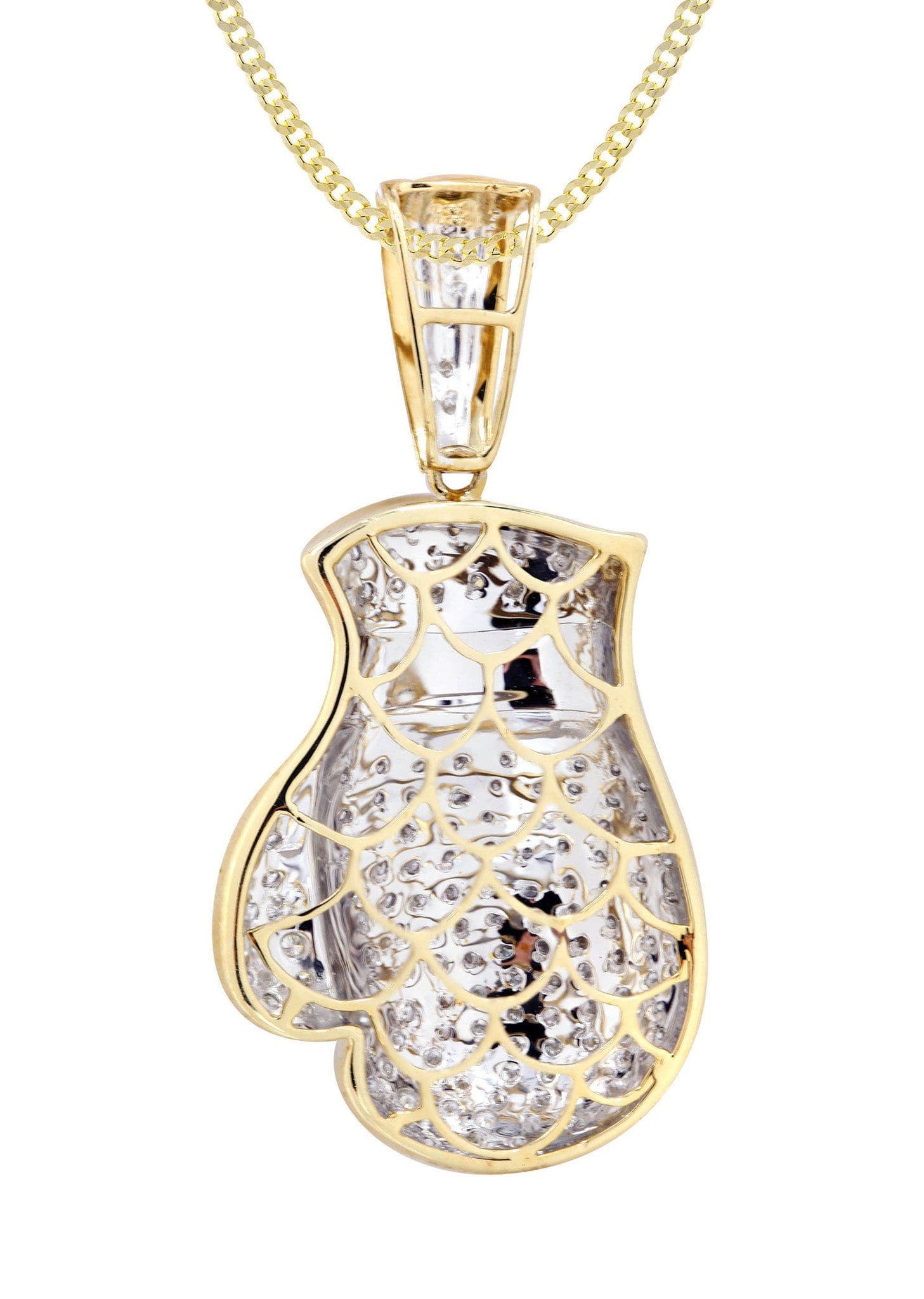 10K Yellow Gold Boxing Glove Diamond Necklace  | 1.42 Carats - Image 3