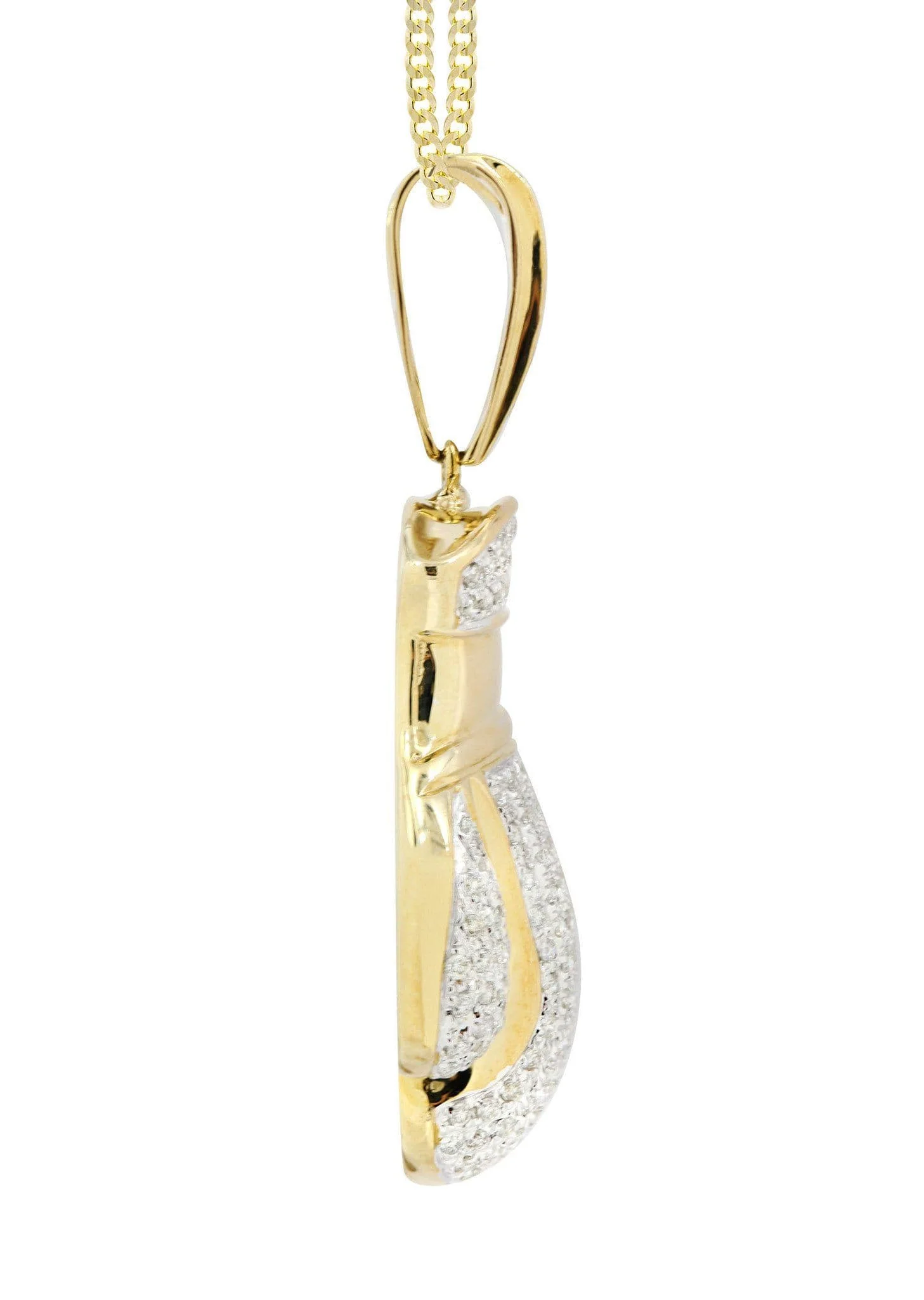 10K Yellow Gold Boxing Glove Diamond Necklace  | 1.42 Carats - Image 4