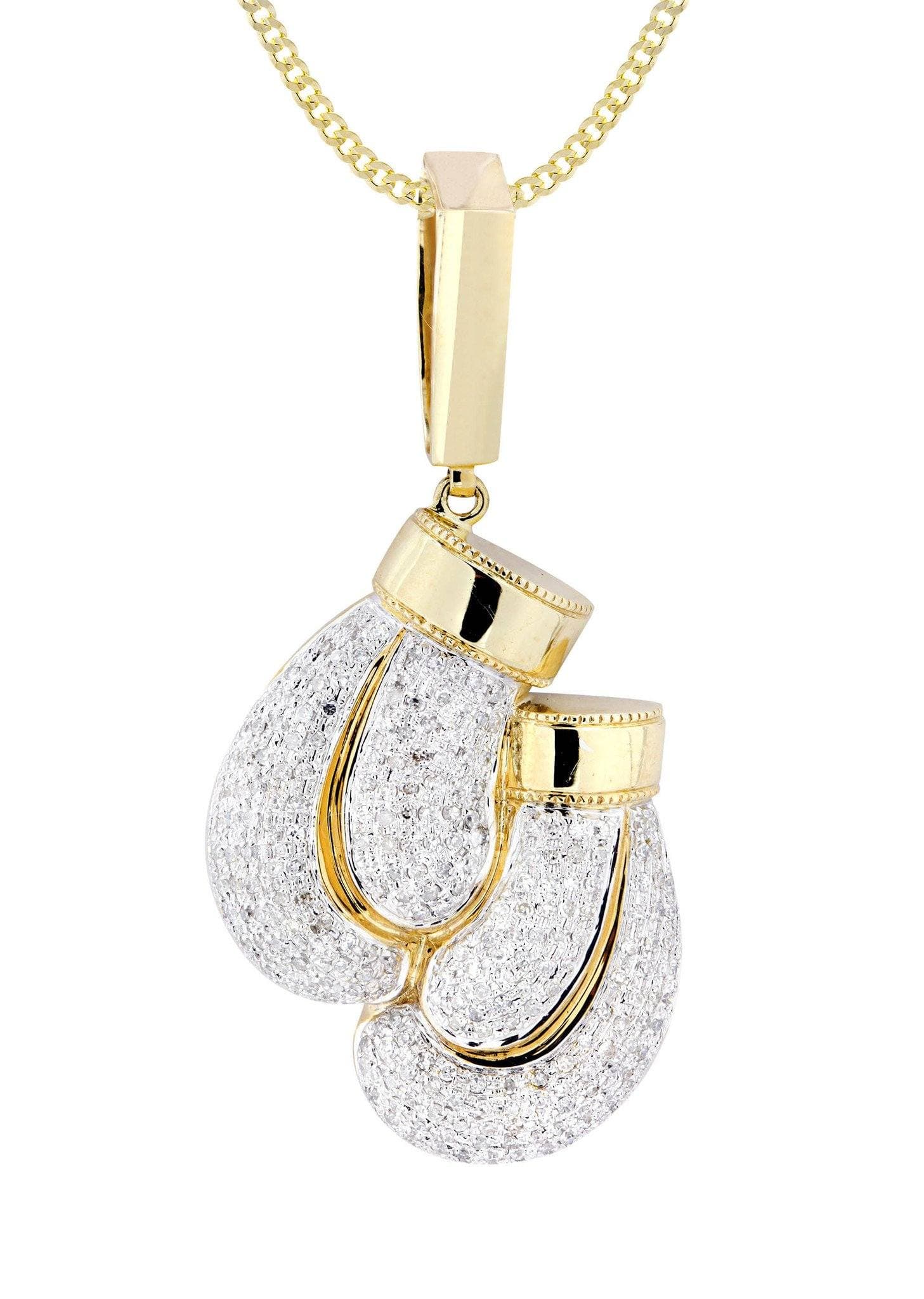 10K Yellow Gold Boxing Glove Diamond Necklace | 1.47 Carats - Image 2