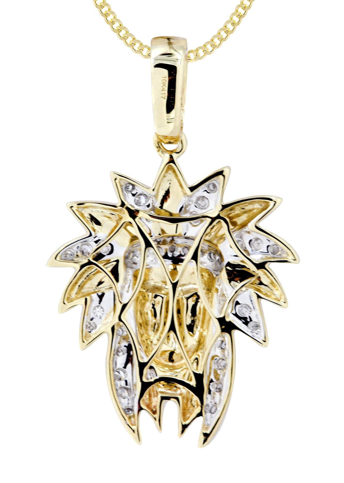 10K Yellow Gold Chief Head Diamond Necklace | 0.23 Carats - Image 3