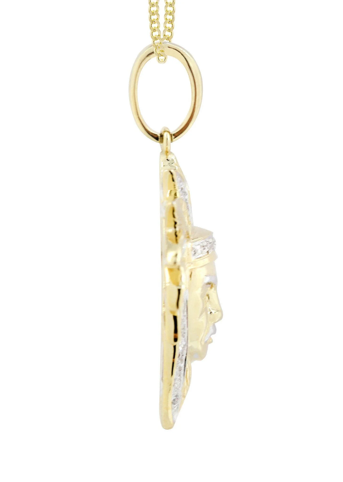 10K Yellow Gold Chief Head Diamond Necklace | 0.23 Carats - Image 4