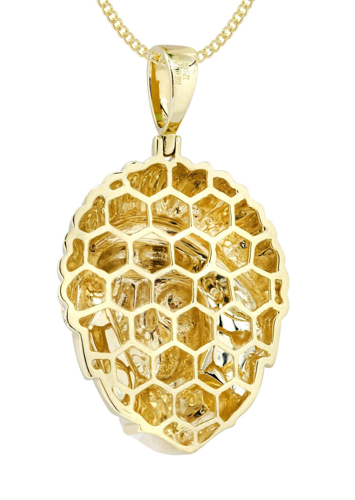 10K Yellow Gold Chief Head Diamond Necklace  | 0.29 Carats - Image 3