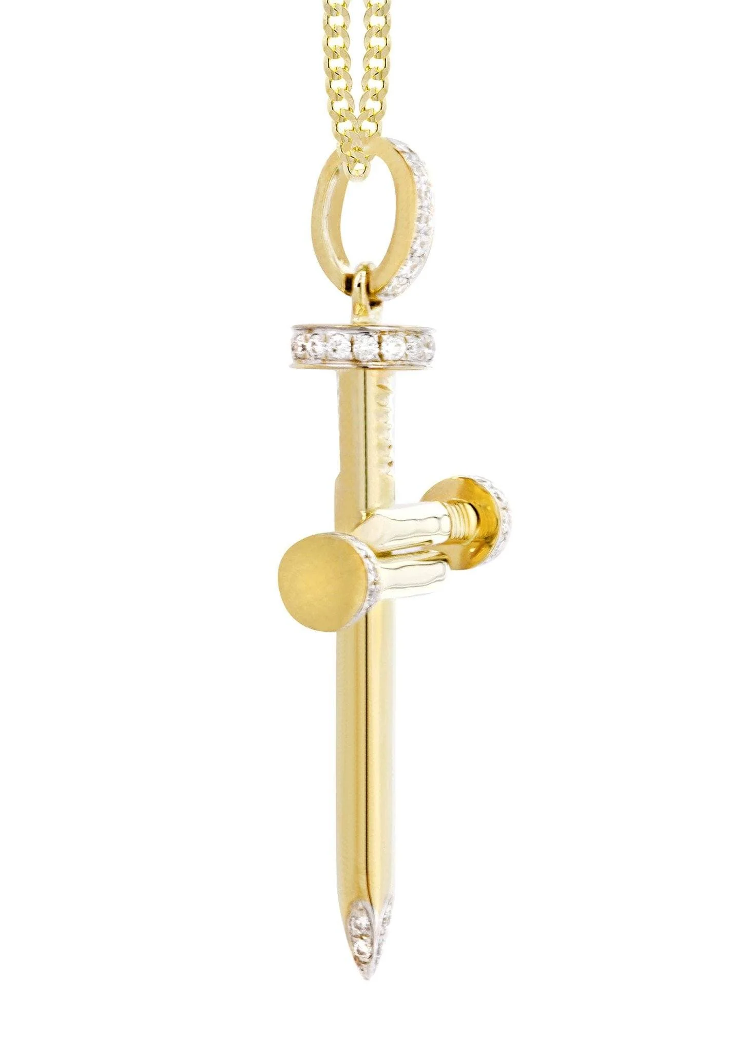 10K Yellow Gold Diamond Cross Necklace  | 0.19 Carats - Image 4
