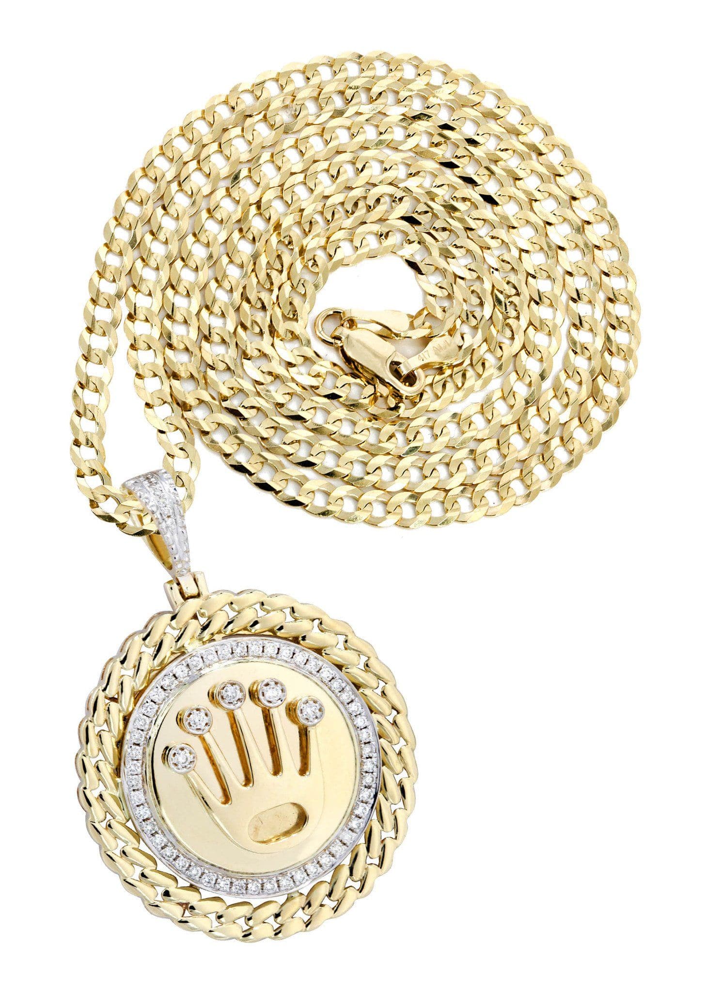 10K Yellow Gold Crown Diamond Necklace | 0.4 Carats