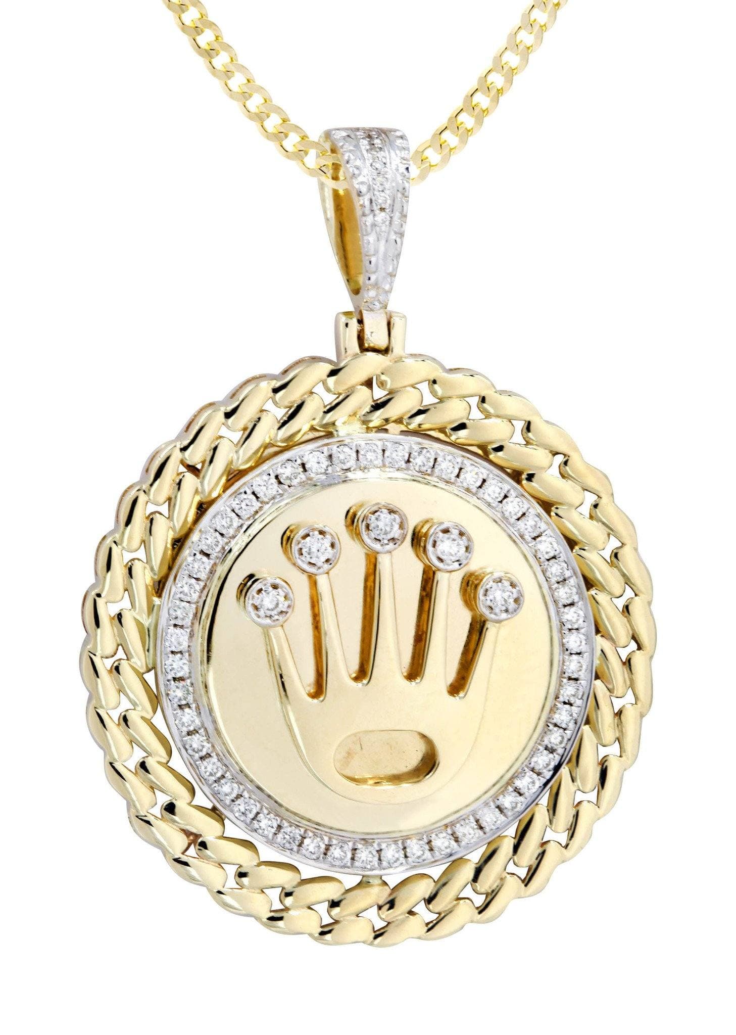 10K Yellow Gold Crown Diamond Necklace | 0.4 Carats - Image 2