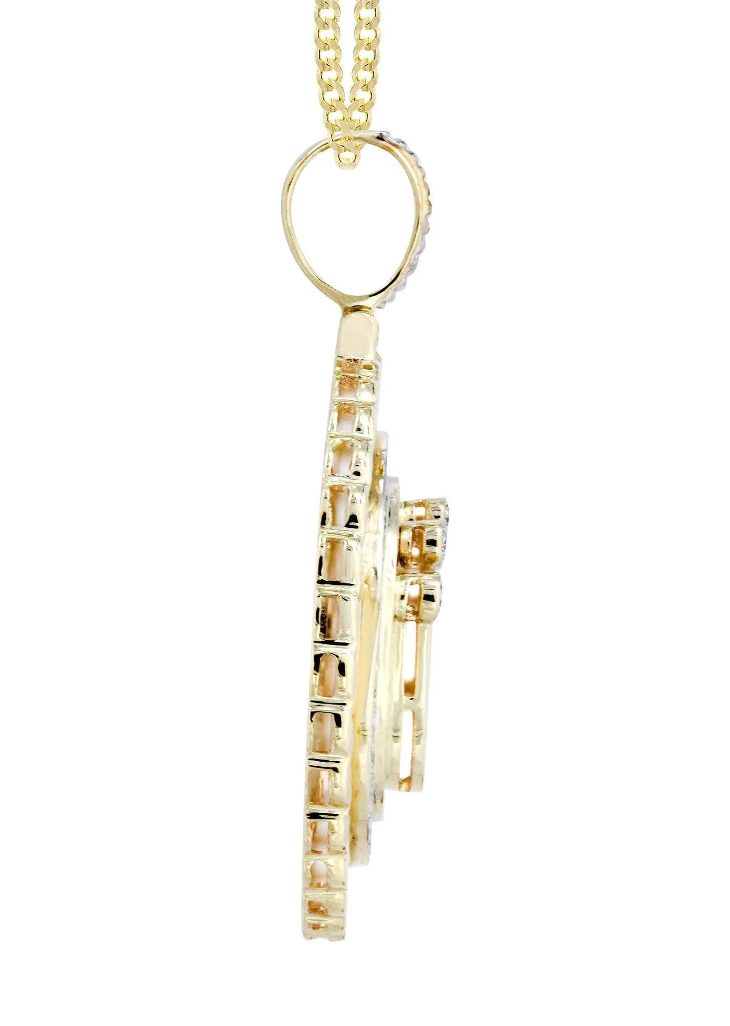 10K Yellow Gold Crown Diamond Necklace | 0.4 Carats - Image 4