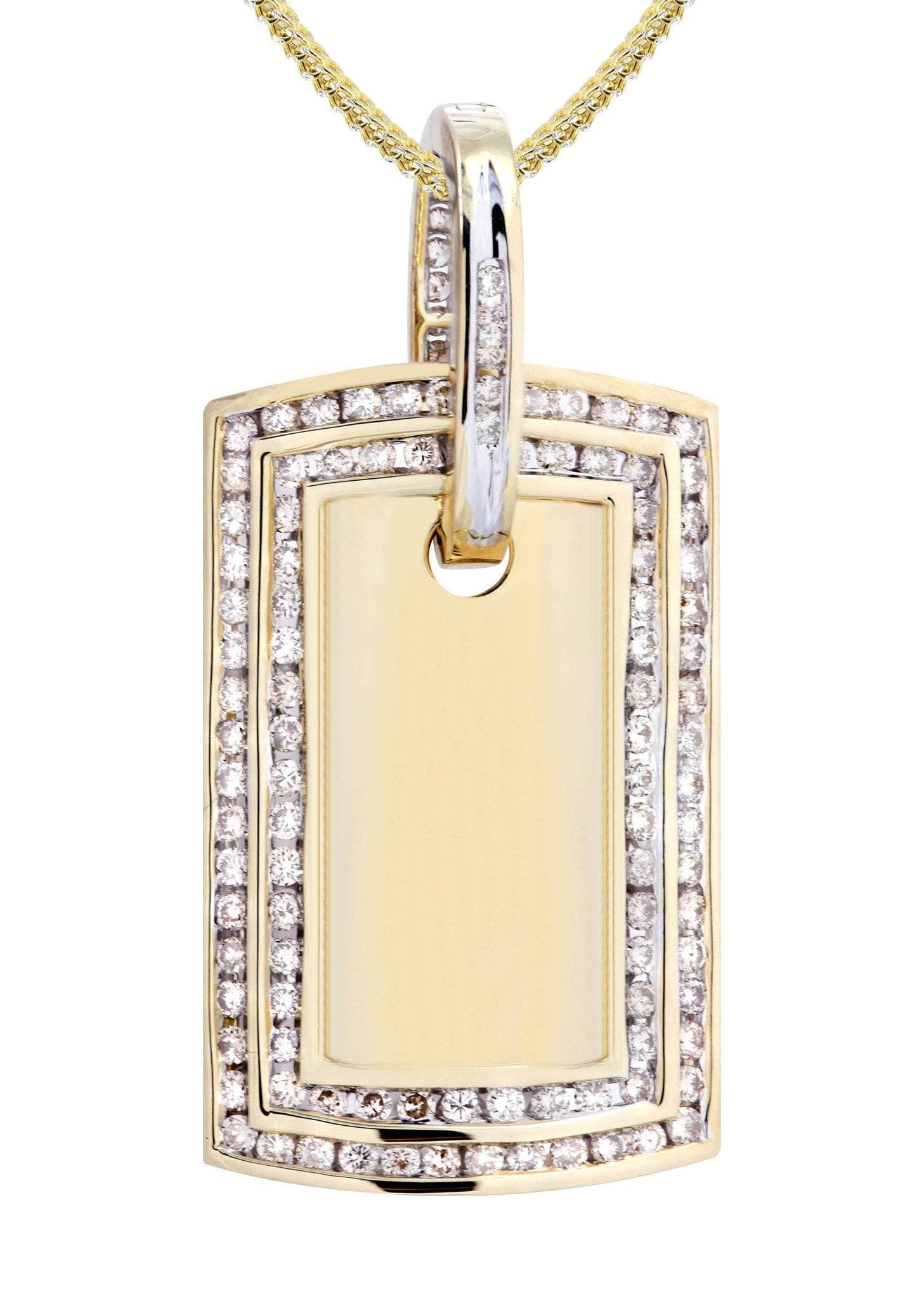 10K Yellow Gold Dog Tag Diamond Necklace | 1.77 Carats - Image 2