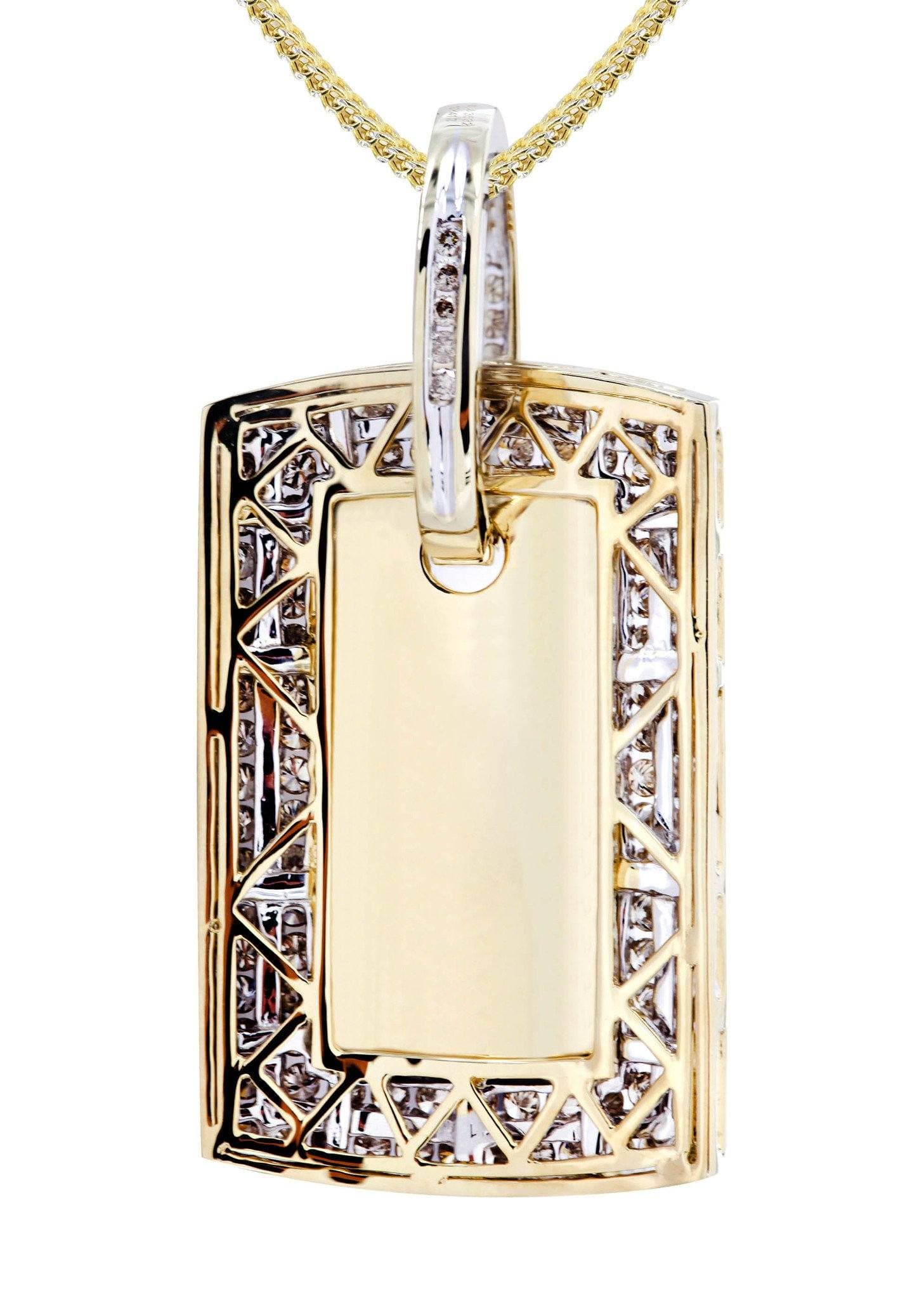 10K Yellow Gold Dog Tag Diamond Necklace | 1.77 Carats - Image 3