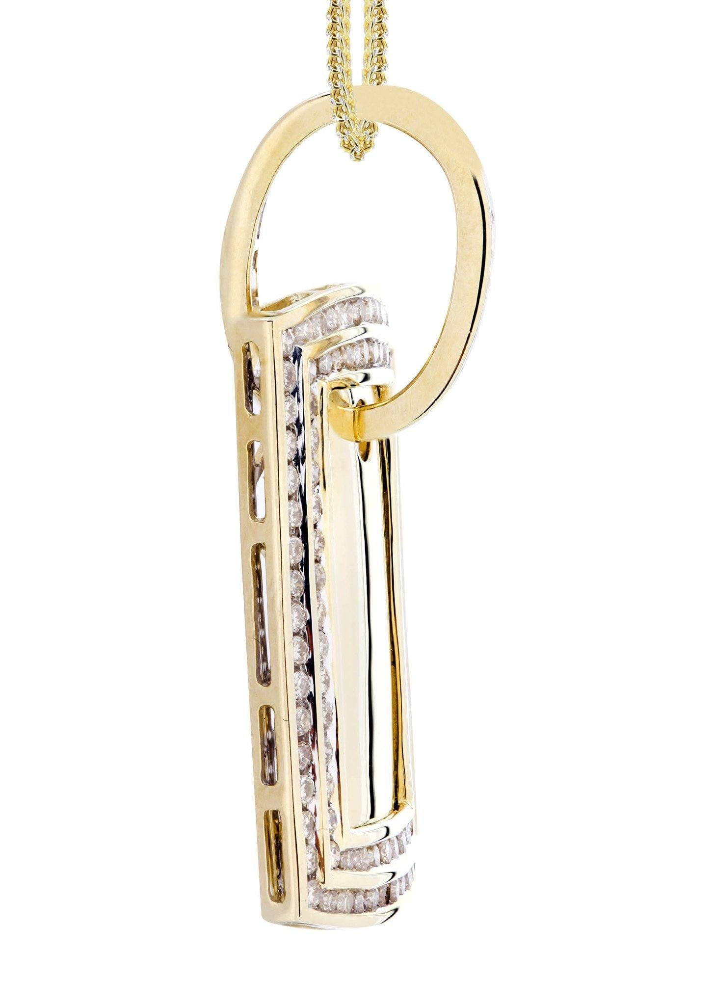 10K Yellow Gold Dog Tag Diamond Necklace | 1.77 Carats - Image 4