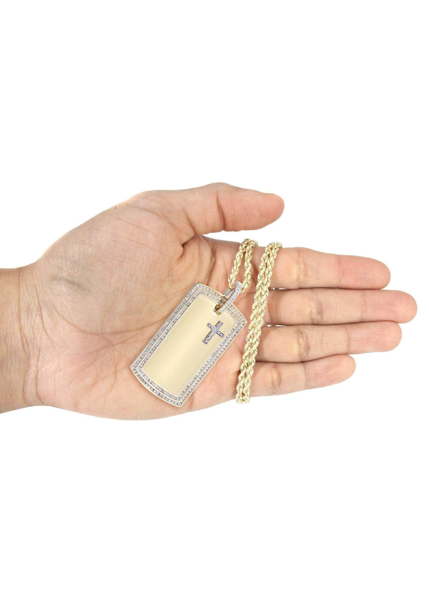 10K Yellow Gold Dog Tag Diamond Necklace  | 3.07 Carats - Image 5