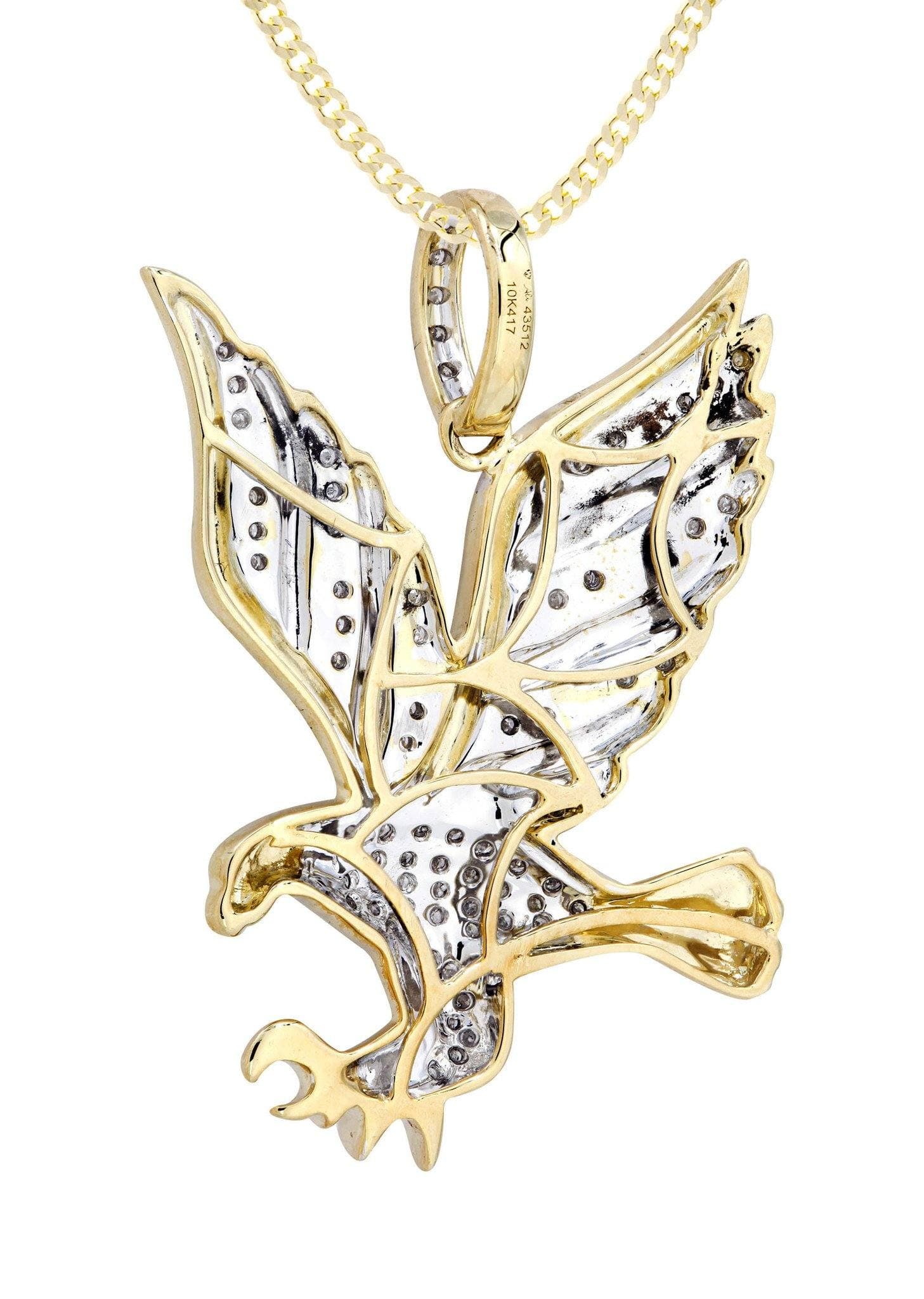 10K Yellow Gold Eagle Diamond Necklace  | 0.27 Carats - Image 3