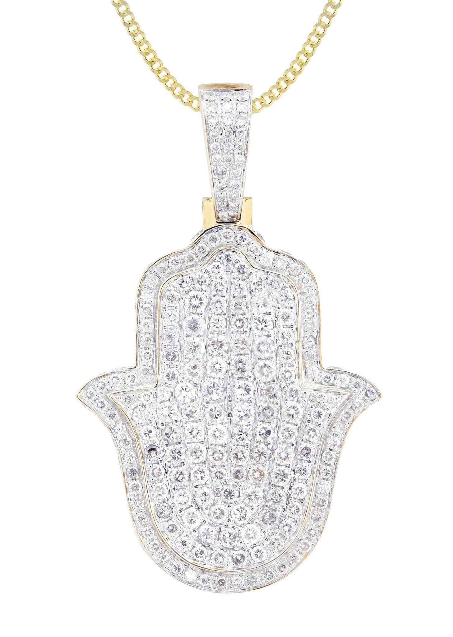 10K Yellow Gold Hamsa Diamond Necklace  | 5.26 Carats - Image 2