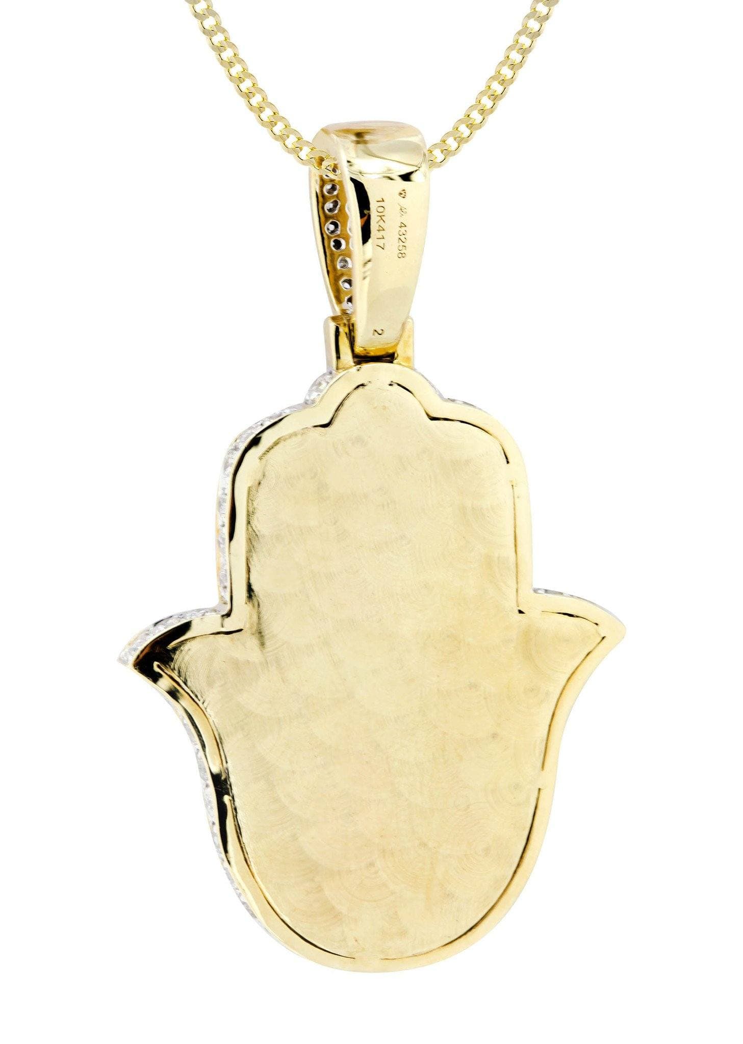 10K Yellow Gold Hamsa Diamond Necklace  | 5.26 Carats - Image 3