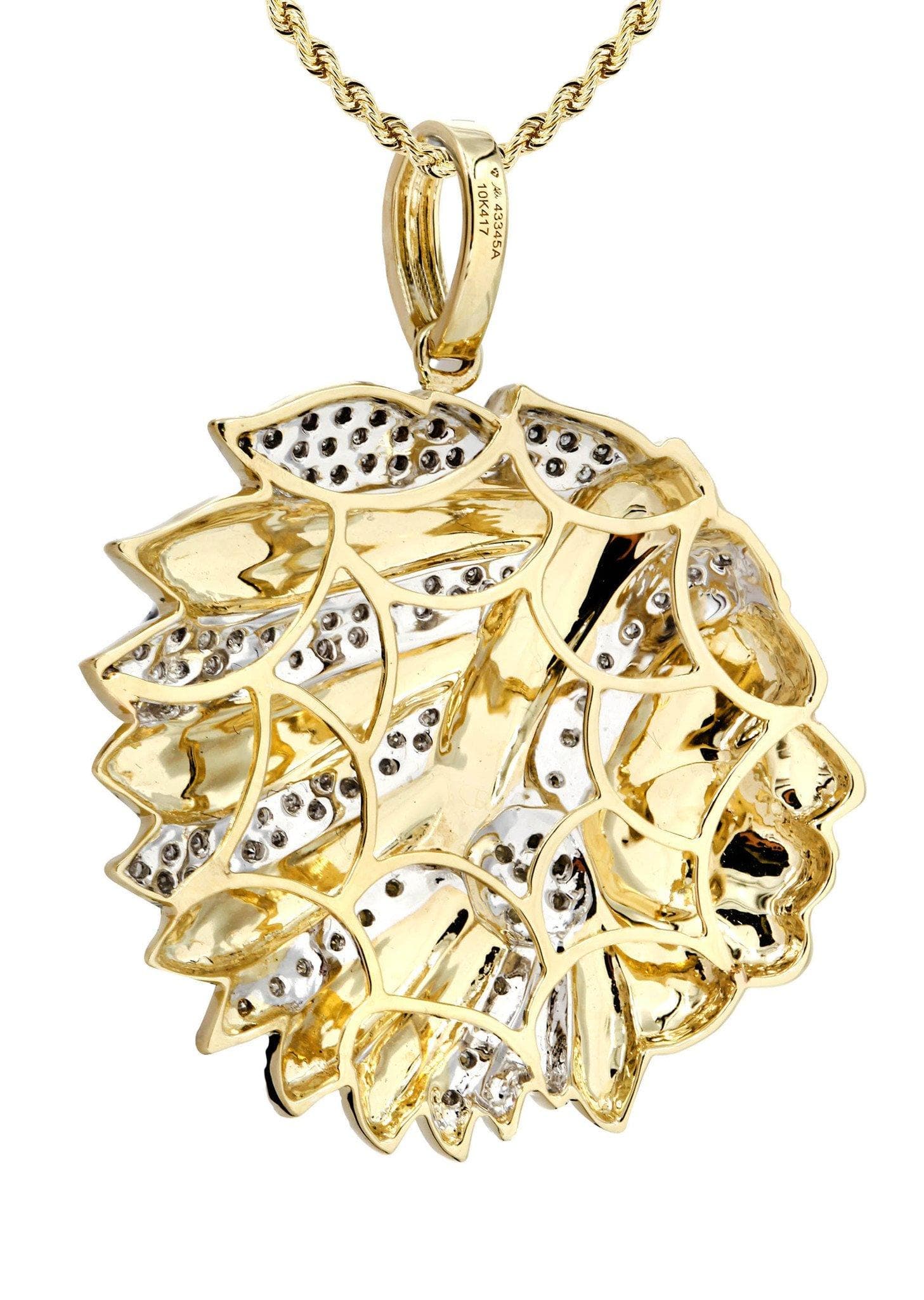 10K Yellow Gold Head Chief Diamond Necklace  | 0.39 Carats - Image 3