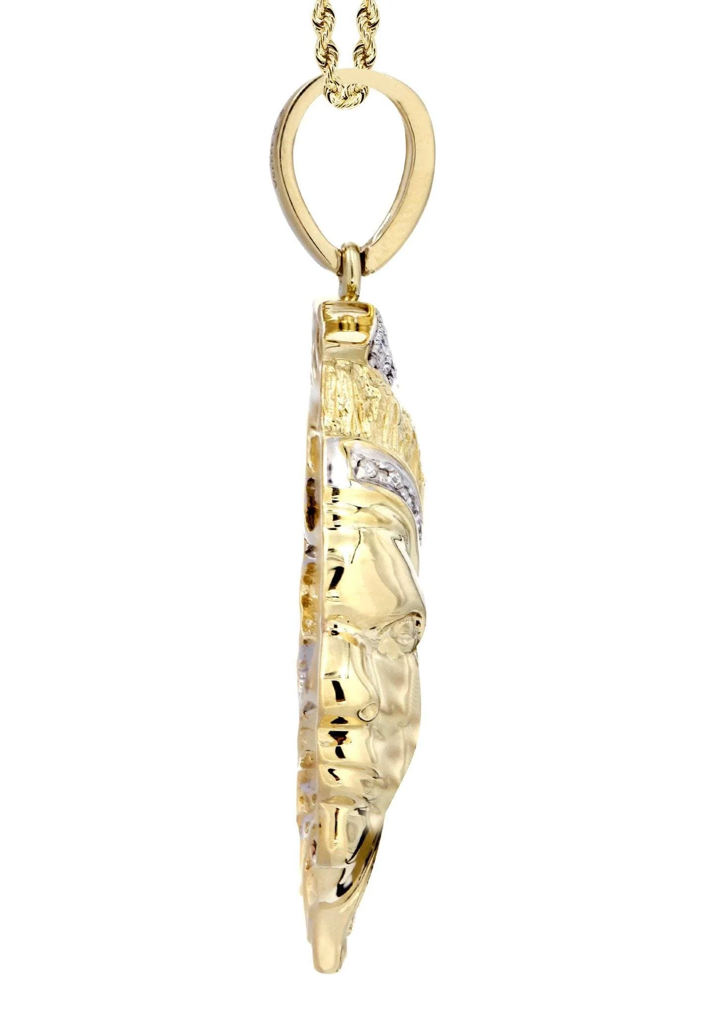 10K Yellow Gold Head Chief Diamond Necklace  | 0.39 Carats - Image 4