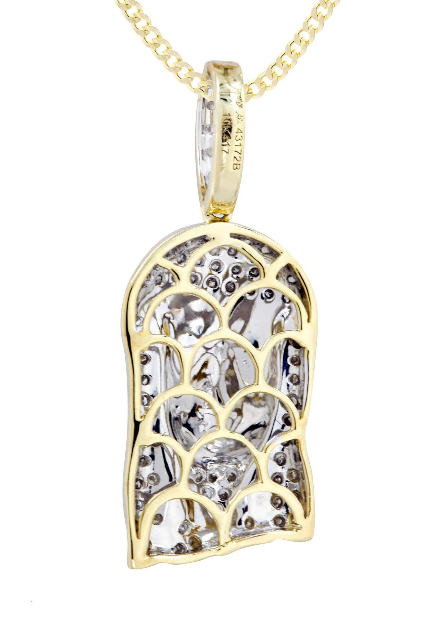 10K Yellow Gold Jesus Head Diamond Necklace  | 0.56 Carats - Image 3