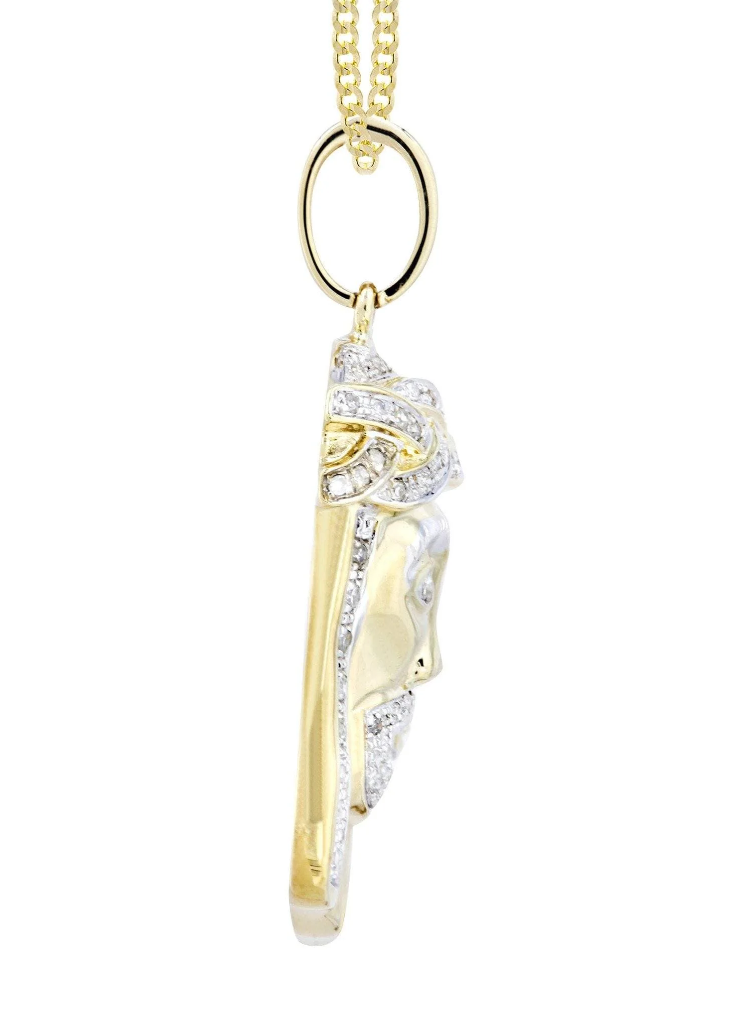 10K Yellow Gold Jesus Head Diamond Necklace  | 0.66 Carats - Image 4