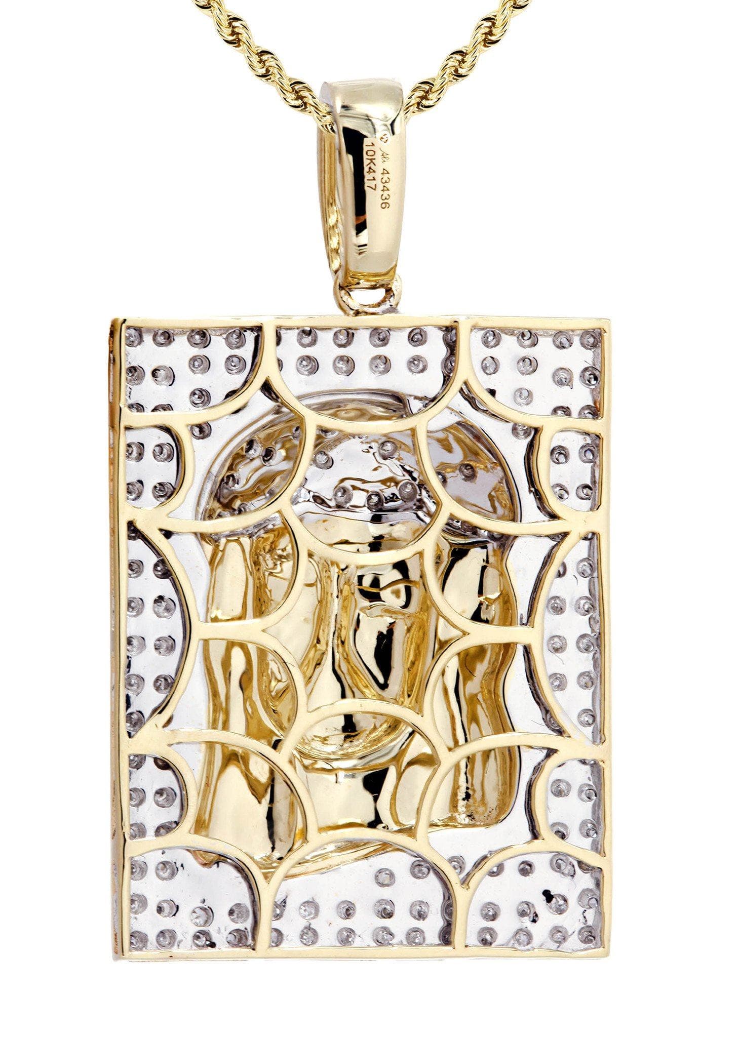 10K Yellow Gold Jesus Head Diamond Necklace  | 0.48 Carats - Image 3