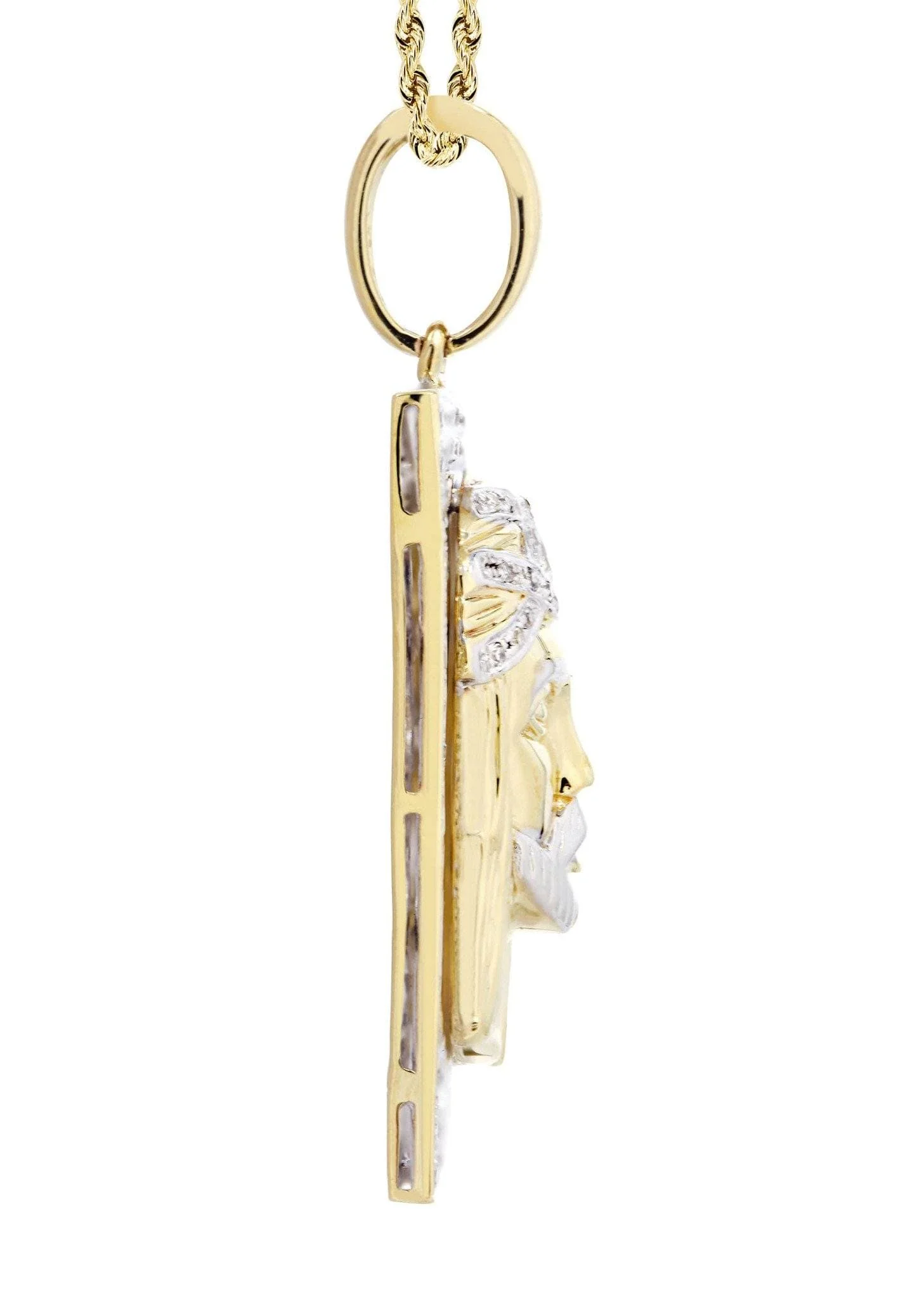 10K Yellow Gold Jesus Head Diamond Necklace  | 0.48 Carats - Image 4