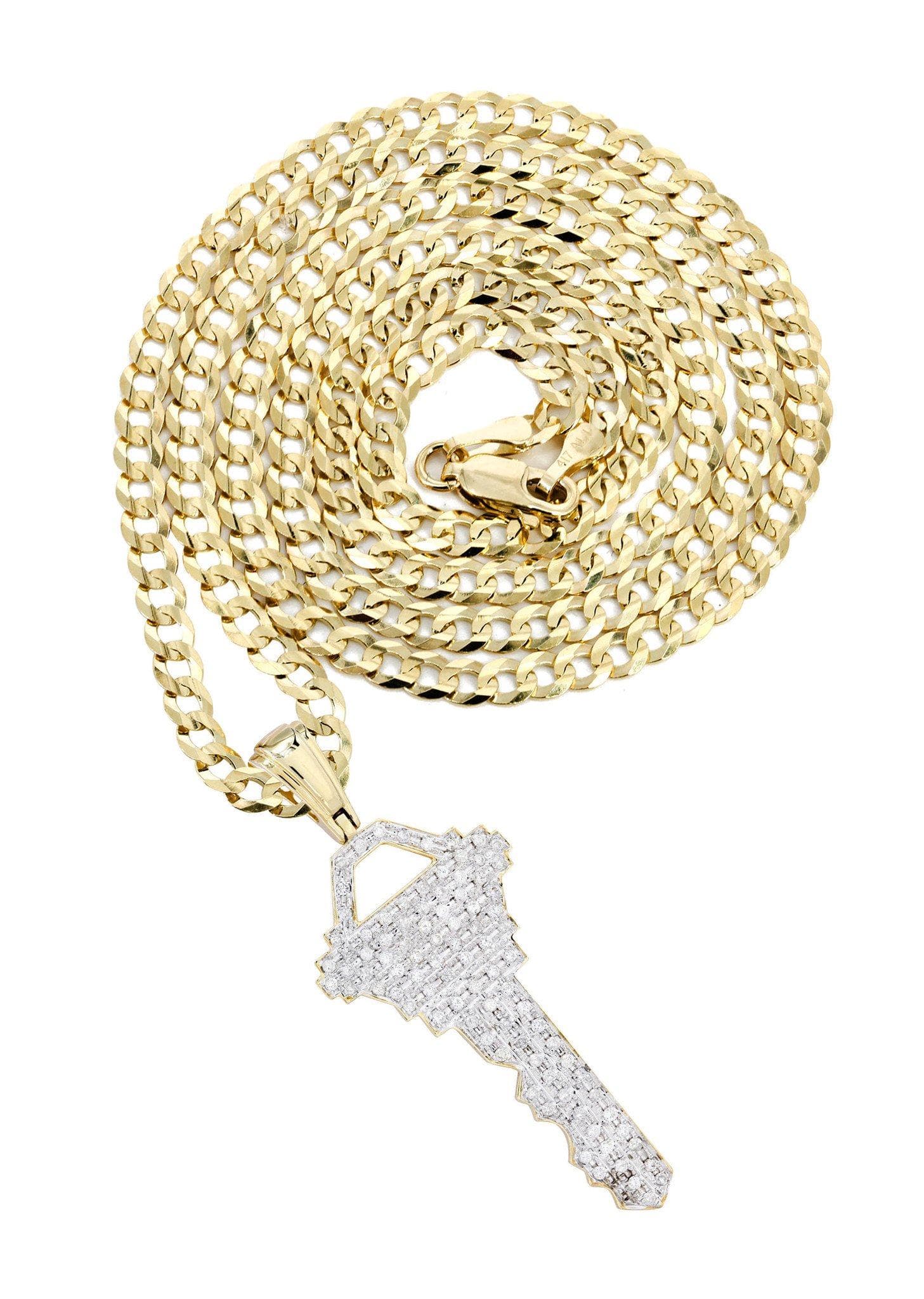 10K Yellow Gold Key Diamond Necklace | 1.17 Carats