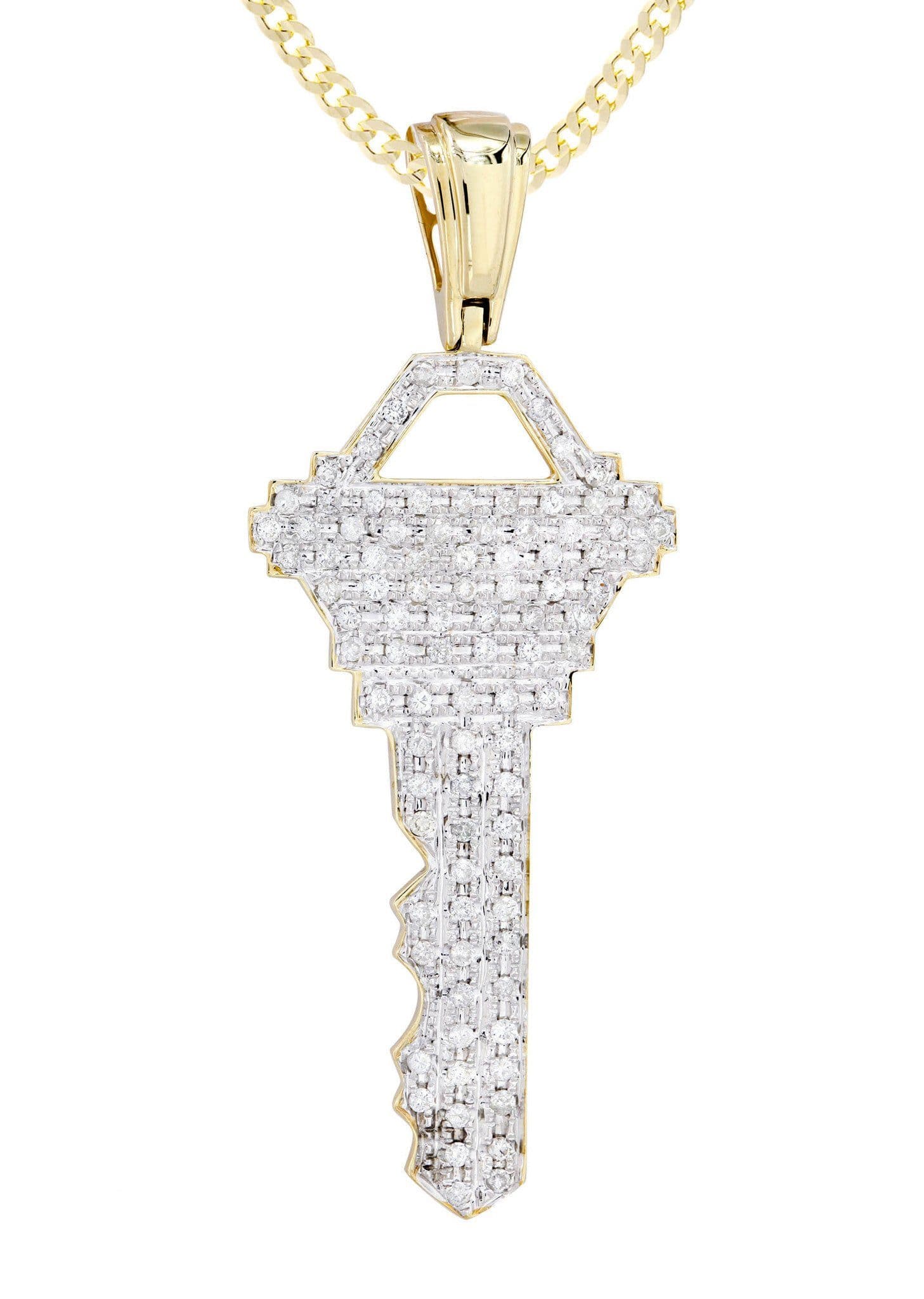 10K Yellow Gold Key Diamond Necklace | 1.17 Carats - Image 2