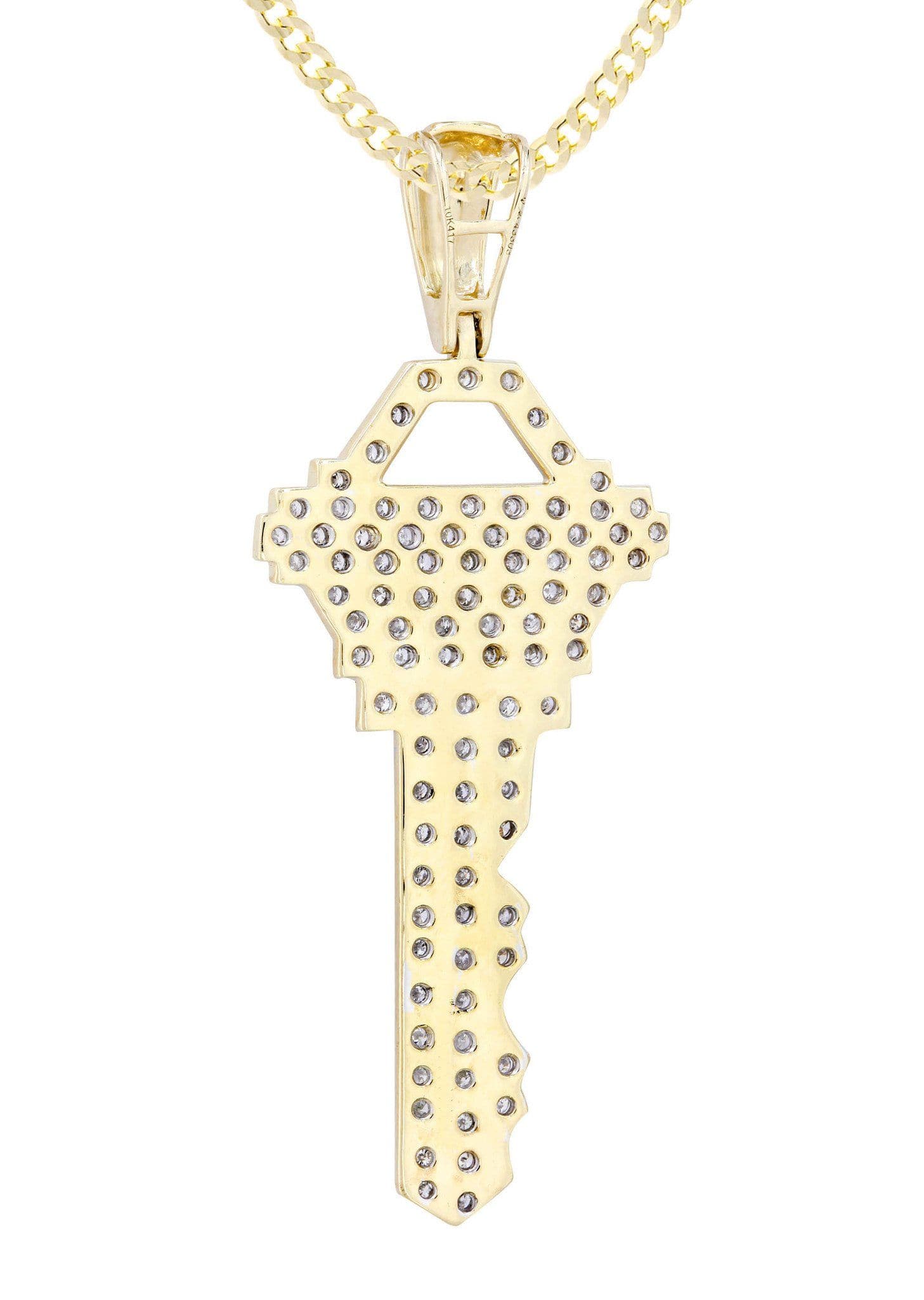 10K Yellow Gold Key Diamond Necklace | 1.17 Carats - Image 3