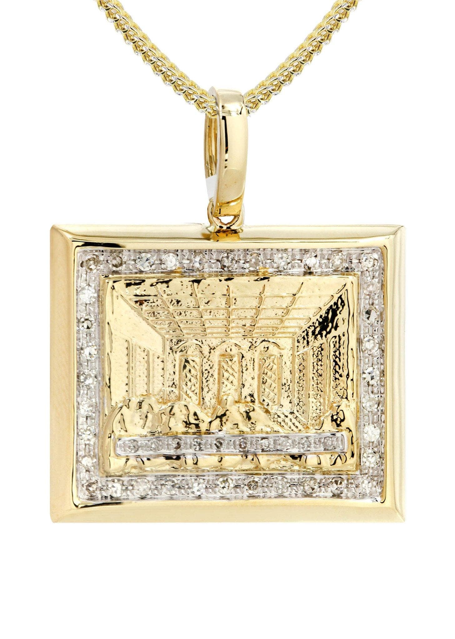 10K Yellow Gold Last Supper Diamond Necklace  | 0.43 Carats - Image 2