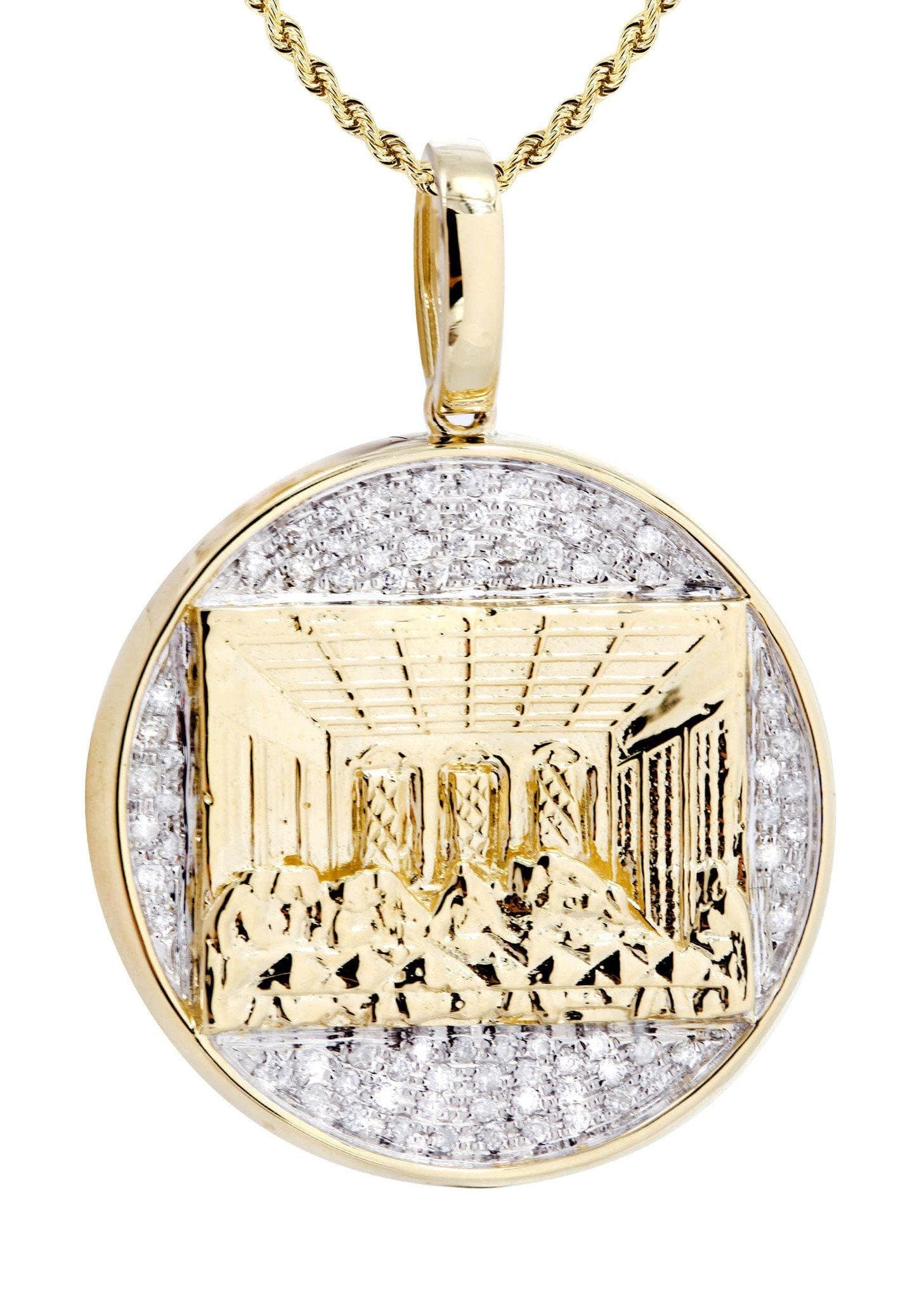 10K Yellow Gold Last Supper Diamond Necklace  | 0.32 Carats - Image 2