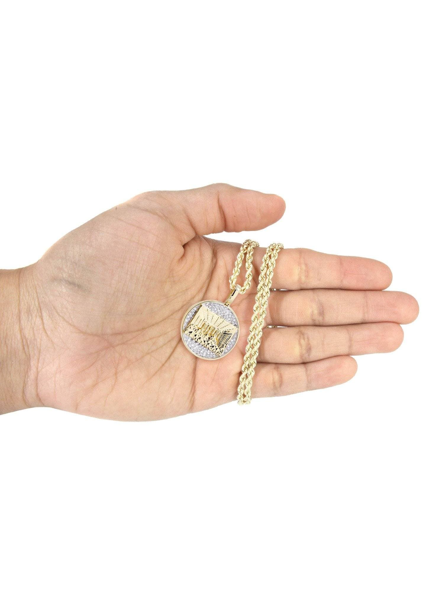 10K Yellow Gold Last Supper Diamond Necklace  | 0.32 Carats - Image 5