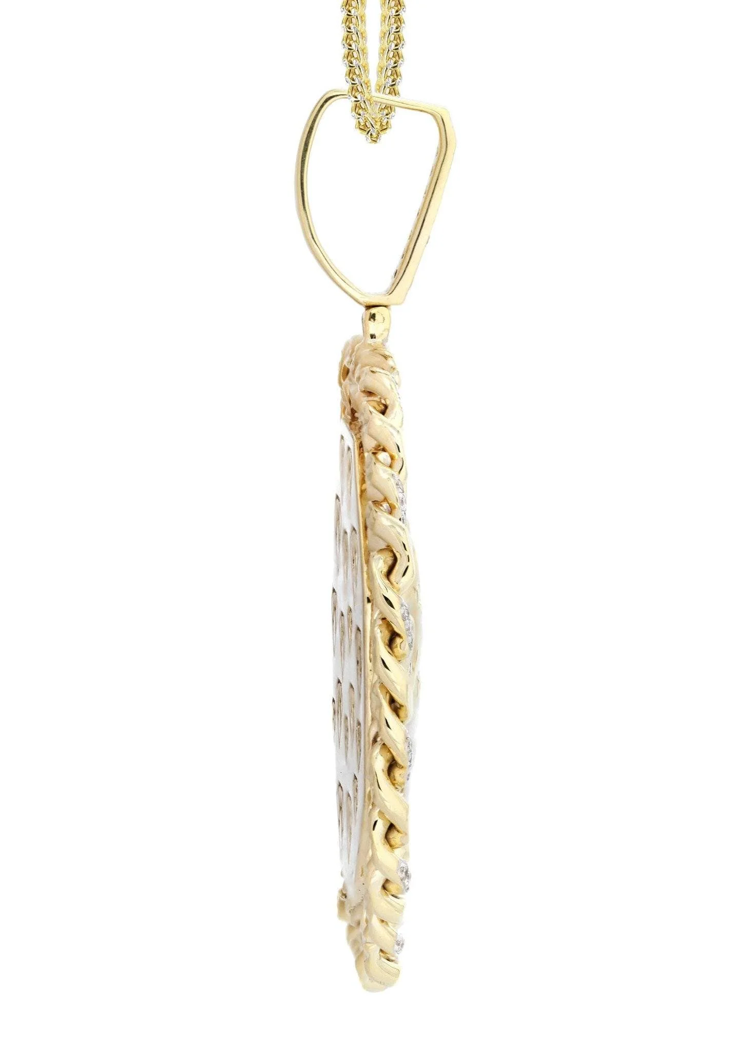 10K Yellow Gold Lion Head Diamond Necklace  | 2.92 Carats - Image 4