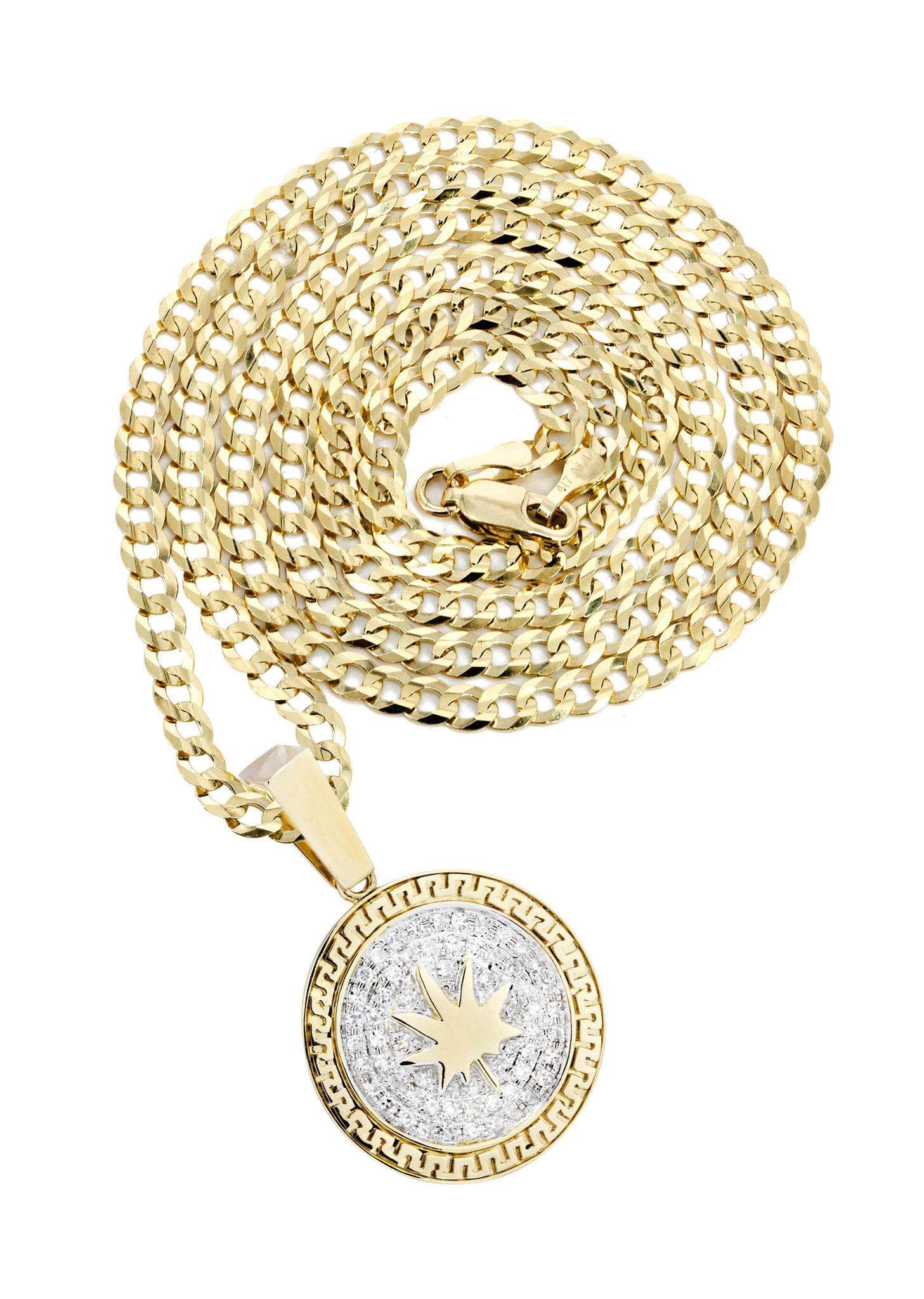 10K Yellow Gold Marijuana Leaf Diamond Necklace | 0.62 Carats