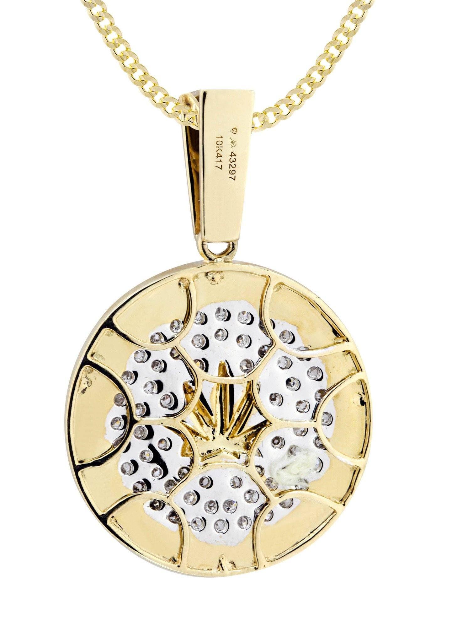 10K Yellow Gold Marijuana Leaf Diamond Necklace | 0.62 Carats - Image 3