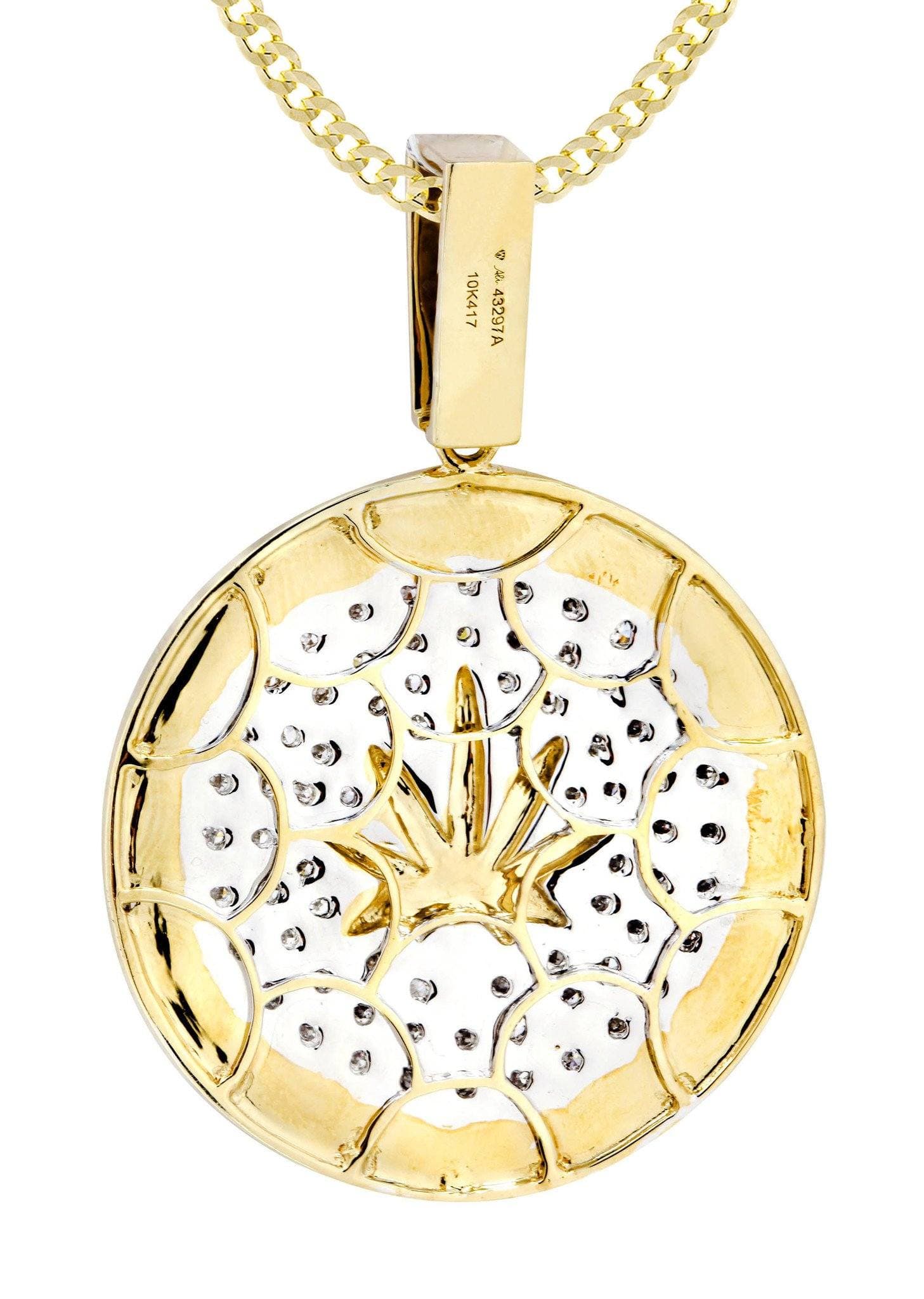 10K Yellow Gold Marijuana Leaf Diamond Necklace | 0.88 Carats - Image 3