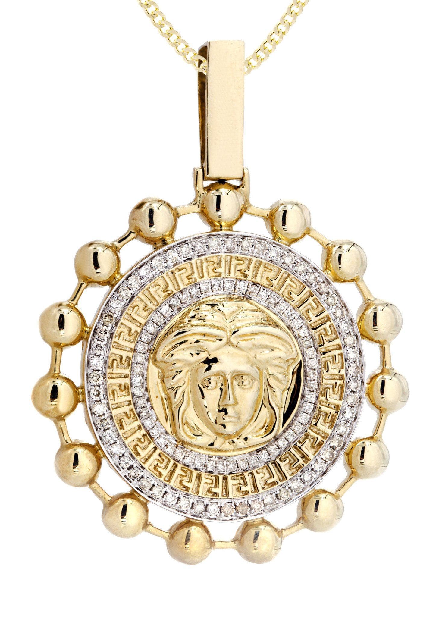 10K Yellow Gold Medusa Diamond Necklace  | 1.39 Carats - Image 2