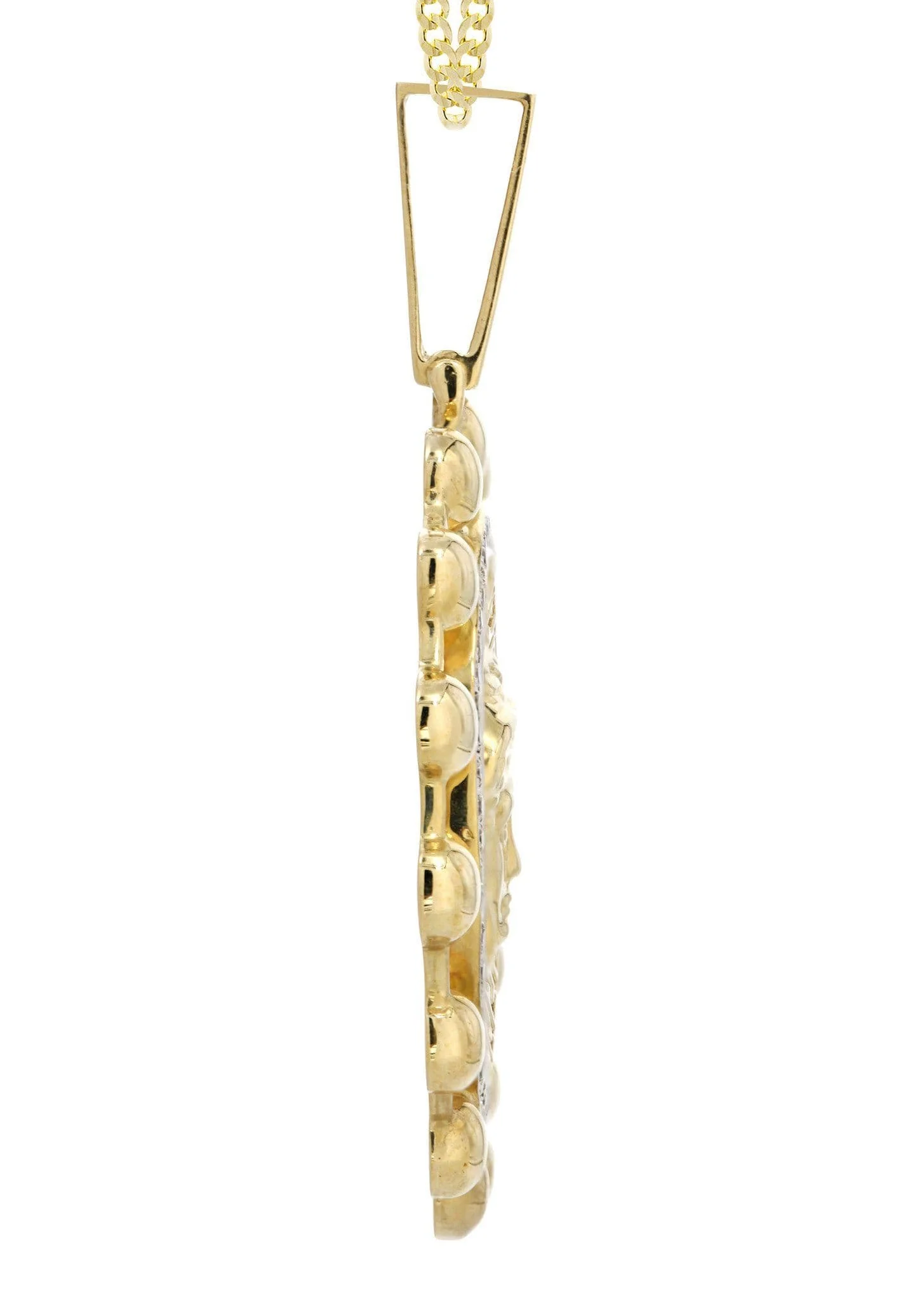 10K Yellow Gold Medusa Diamond Necklace  | 1.39 Carats - Image 4