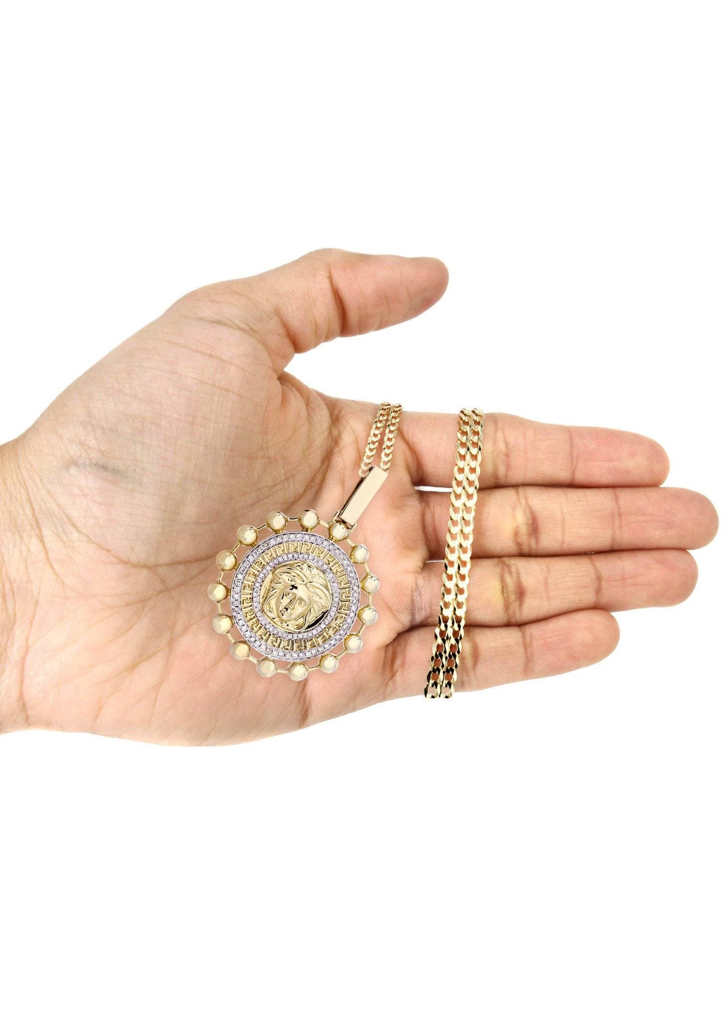 10K Yellow Gold Medusa Diamond Necklace  | 1.39 Carats - Image 5
