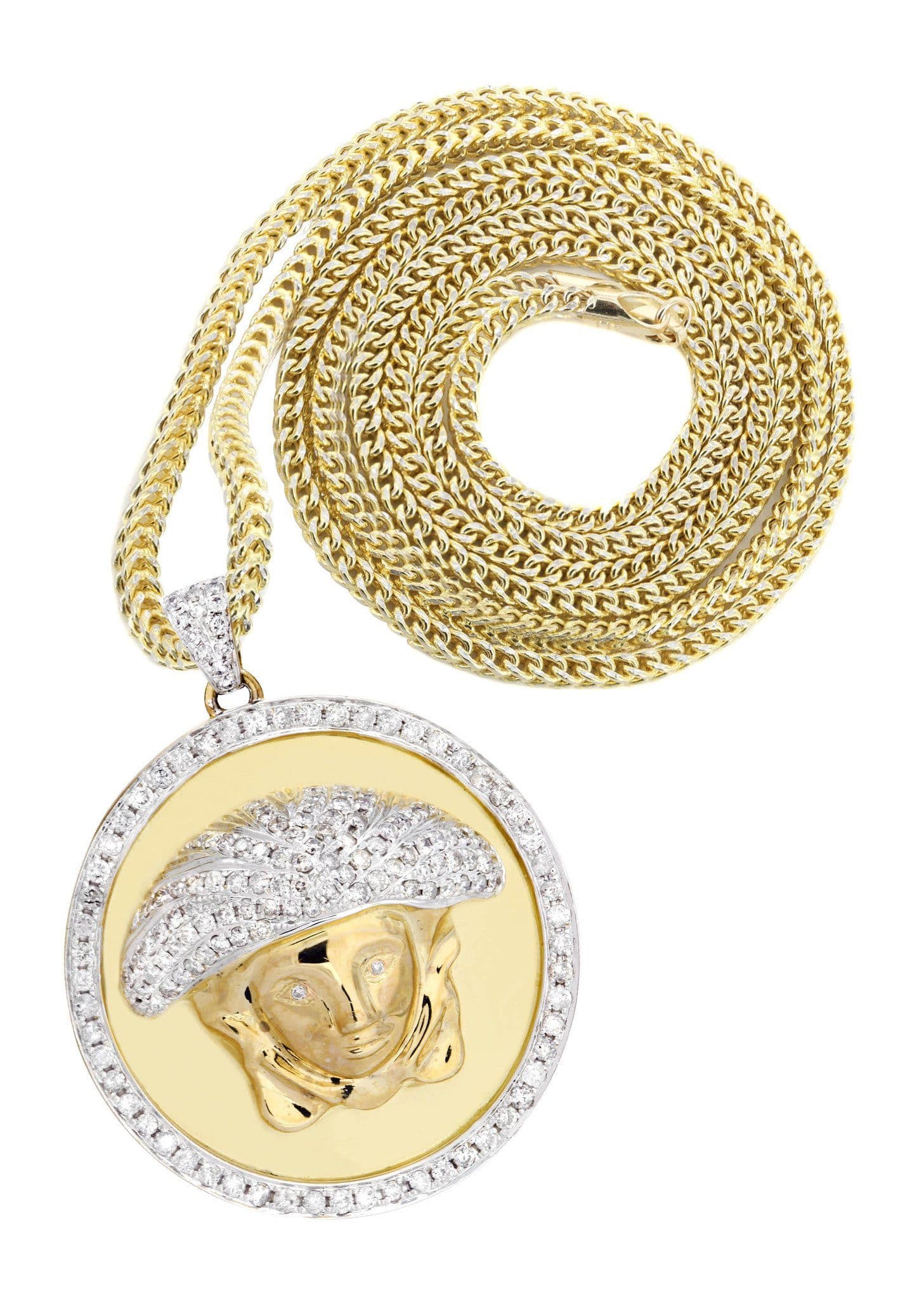 10K Yellow Gold Medusa Diamond Necklace | 2.49 Carats